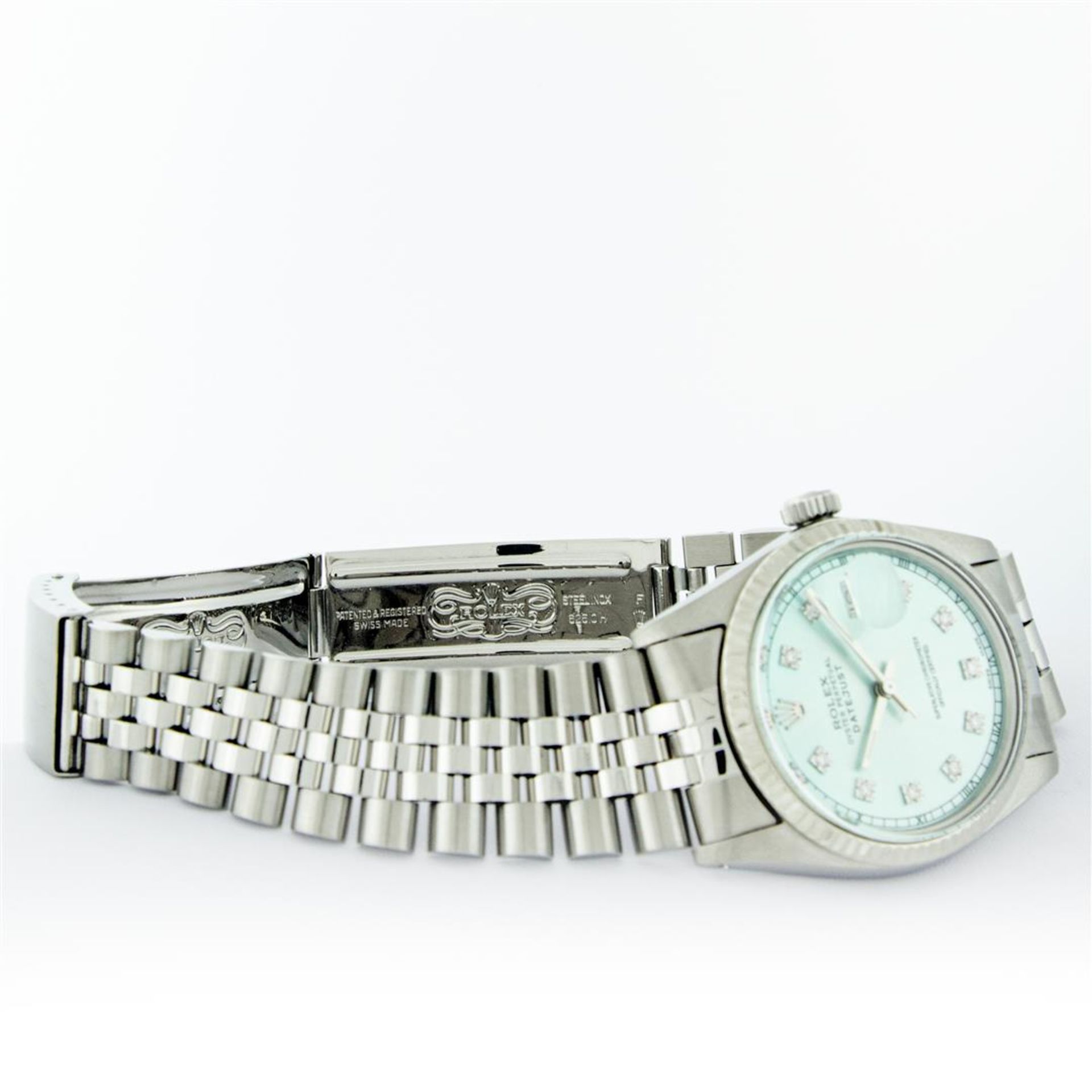 Rolex Mens Stainless Steel Ice Blue Diamond Oyster Perpetual 36MM Datejust Wrist - Image 8 of 9