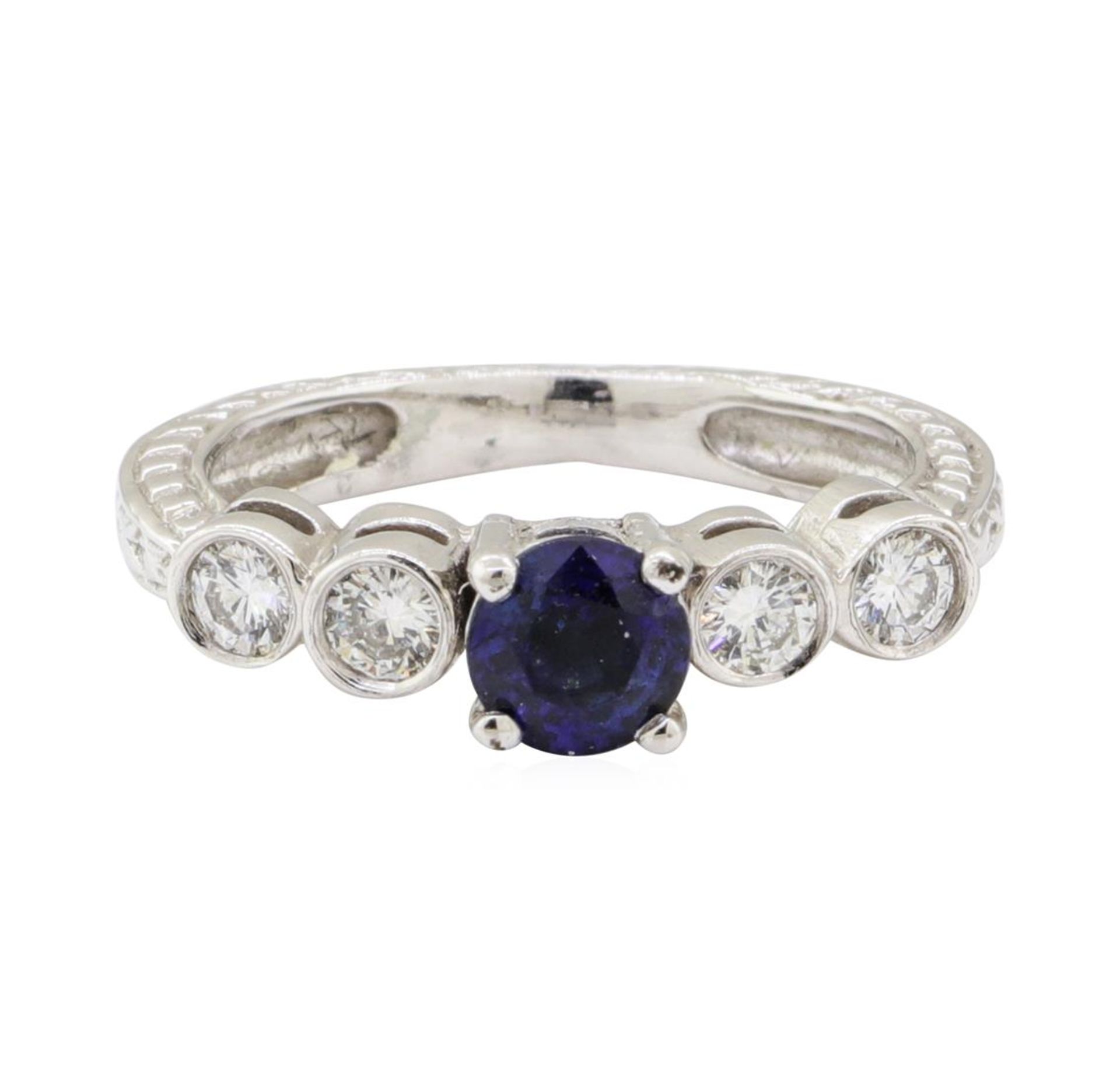1.00 ctw Sapphire and Diamond Ring - 14KT White Gold - Image 2 of 3