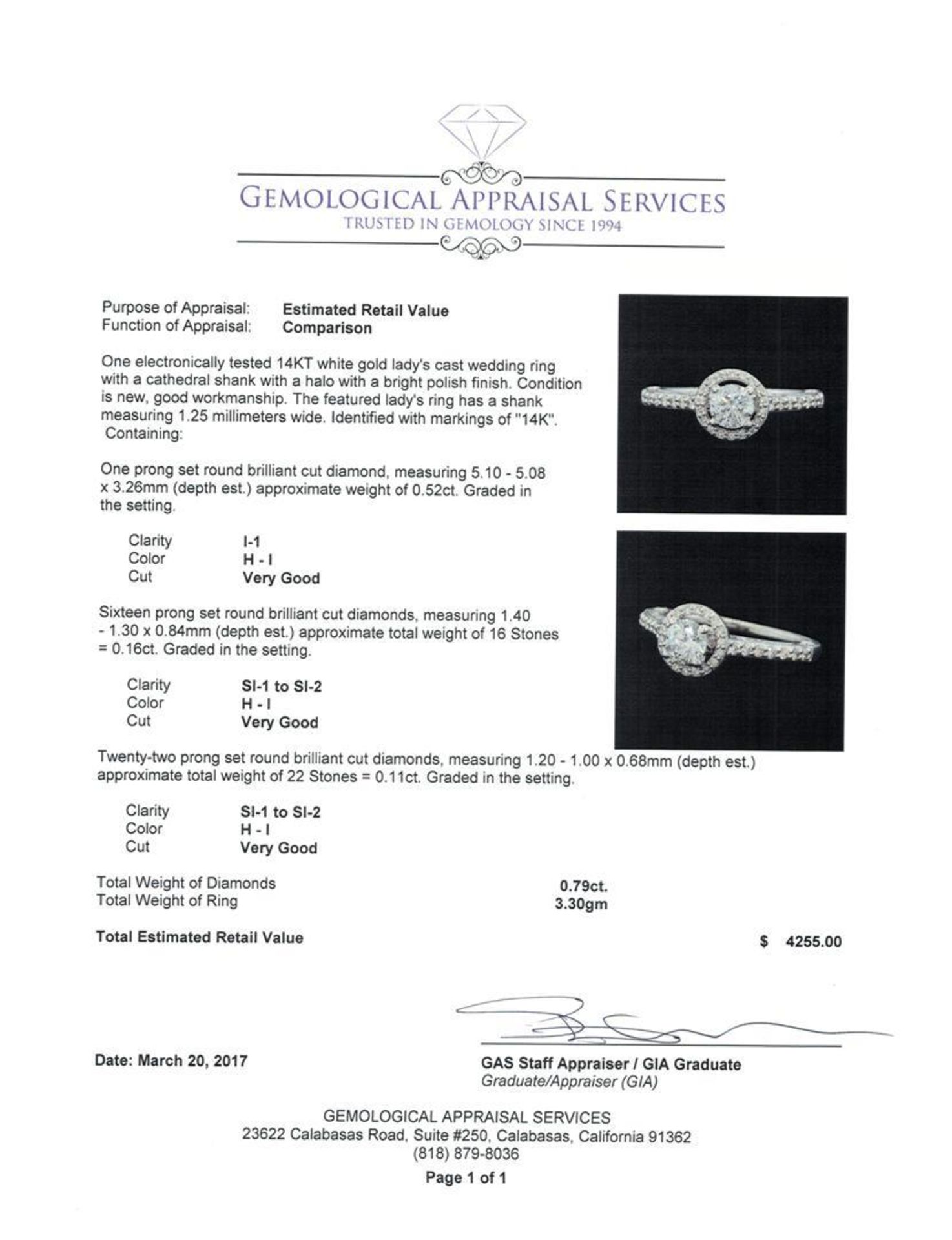 0.79 ctw Diamond Ring - 14KT White Gold - Image 5 of 5