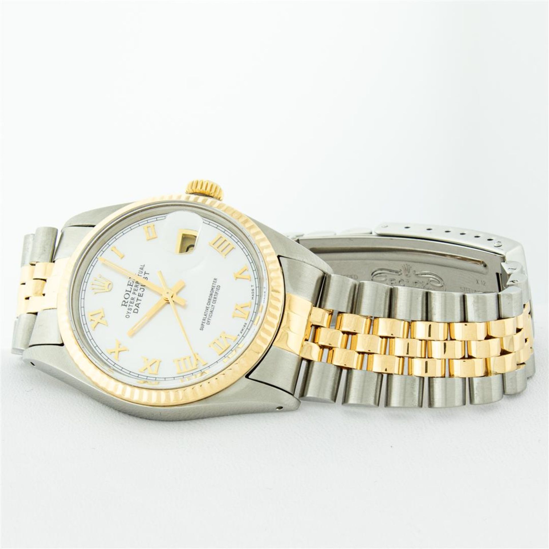 Rolex Mens 2 Tone Mother Of Pearl Roman Datejust Wristwatch - Image 8 of 9