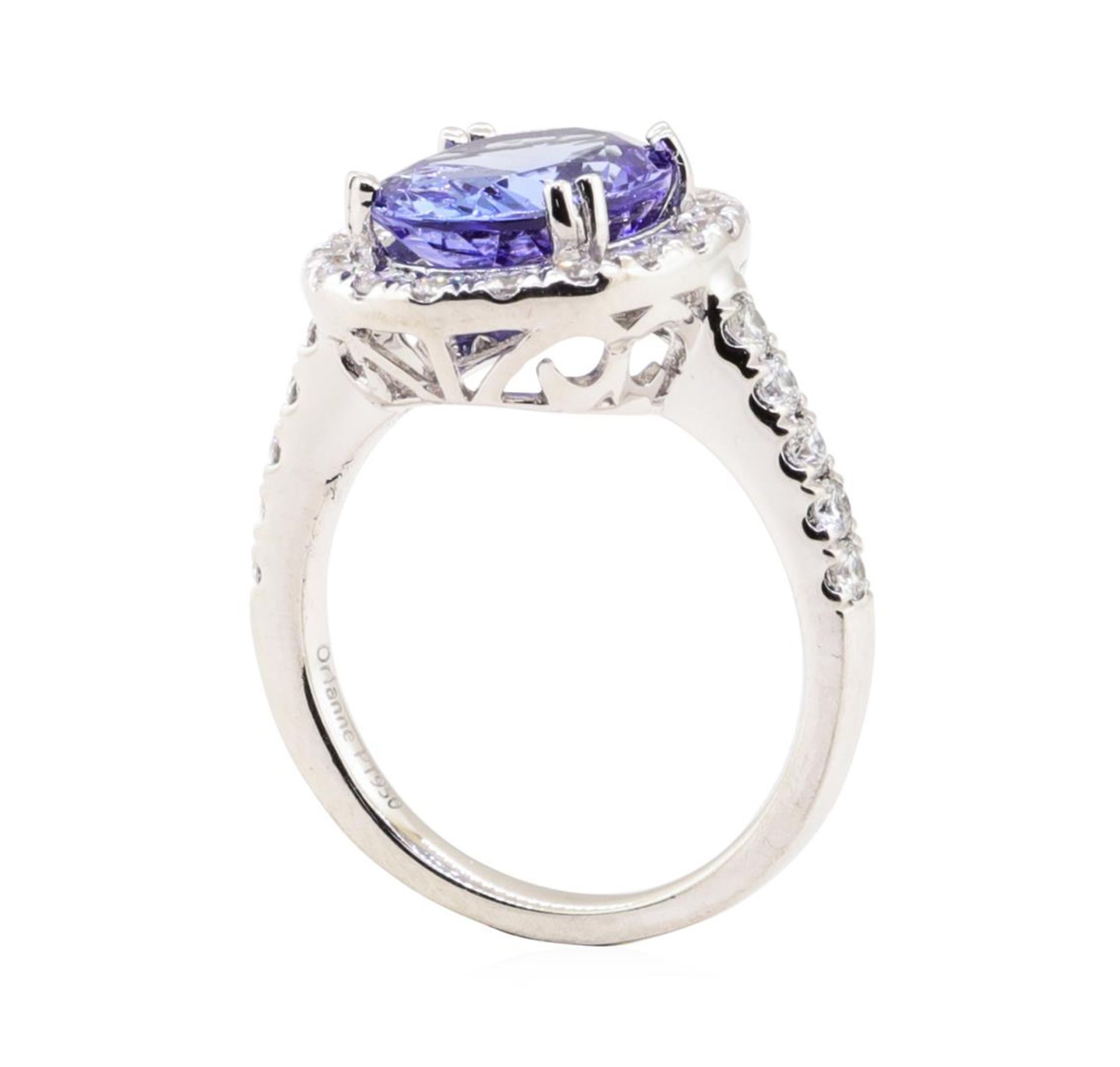 4.46 ctw Tanzanite and Diamond Ring - Platinum - Image 4 of 5