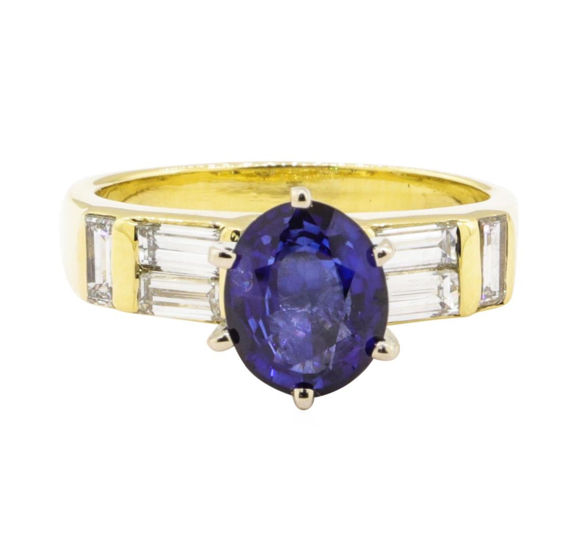 2.93 ctw Blue Sapphire And Diamond With Elevated Shoulders - 18KT Yellow Gold - Image 2 of 5