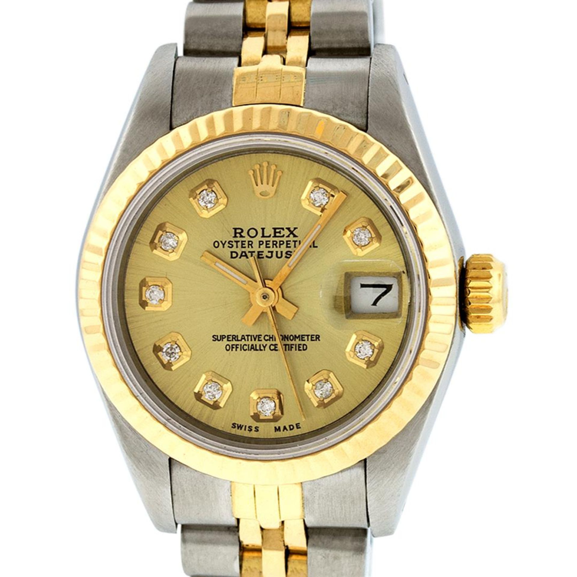 Rolex Ladies 2 Tone Champagne Diamond 26MM Datejust Wristwatch - Image 2 of 9