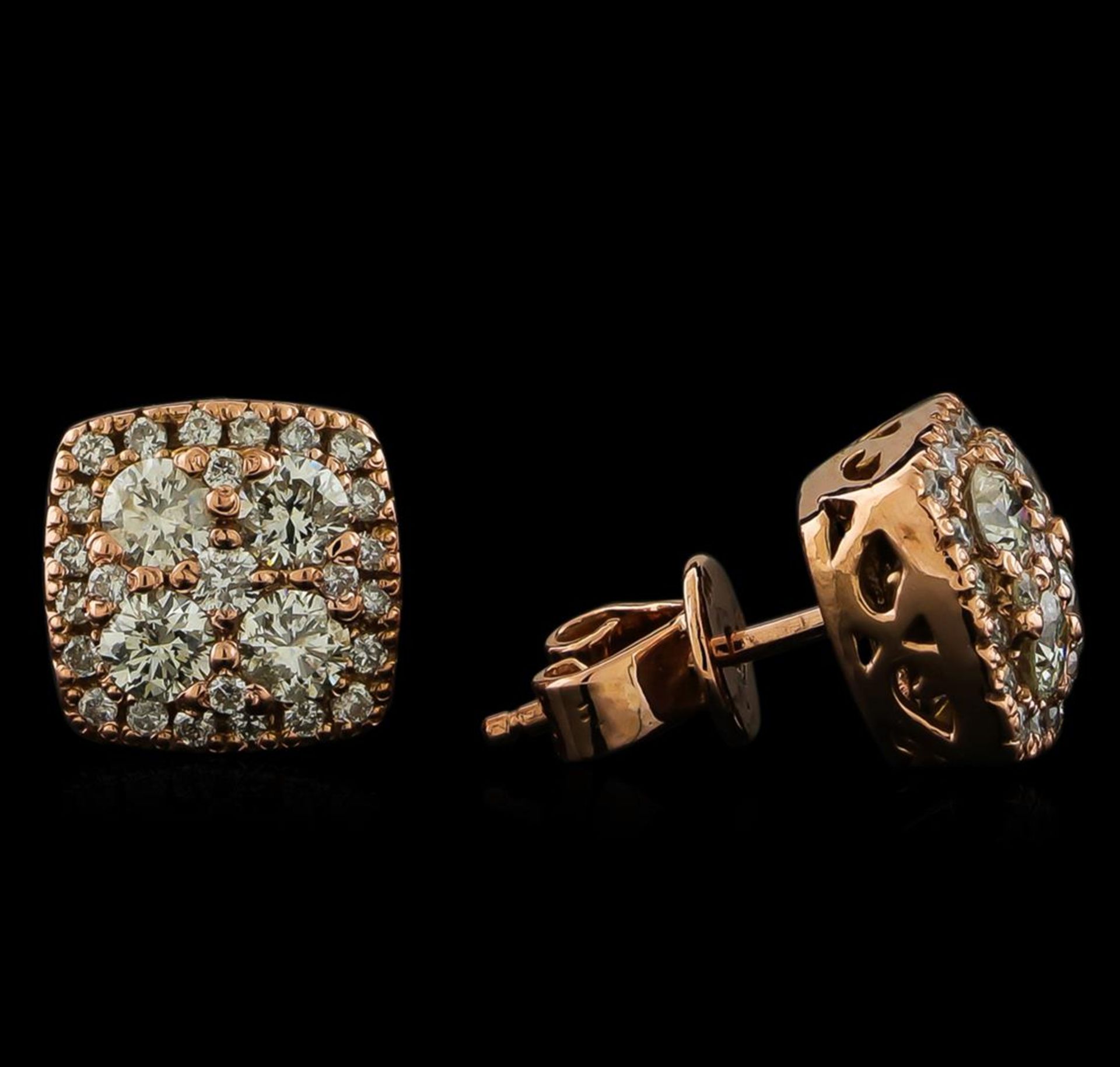 0.97 ctw Diamond Earrings - 14KT Rose Gold - Image 2 of 3