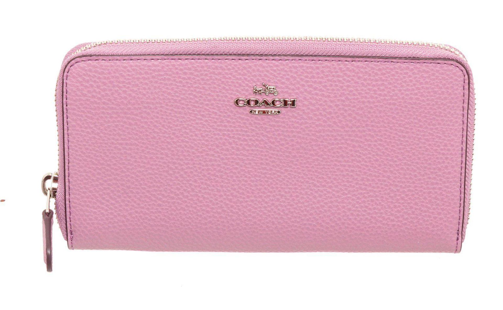 Coach Pink Leather Accordian Zippy Wallet