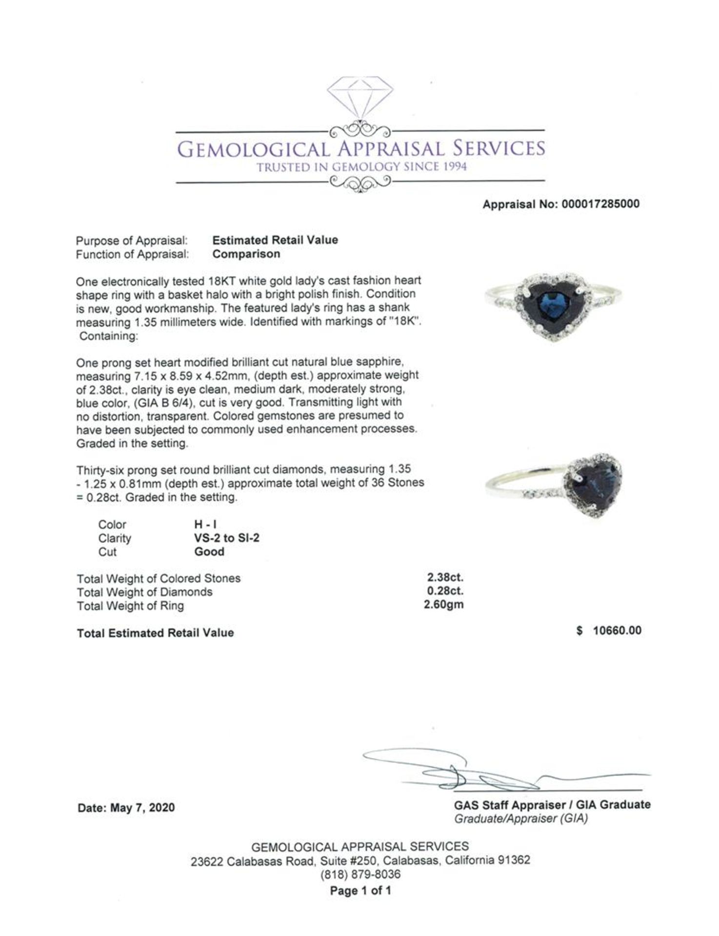 2.66 ctw Sapphire And Diamond Ring - 18KT White Gold - Image 5 of 5