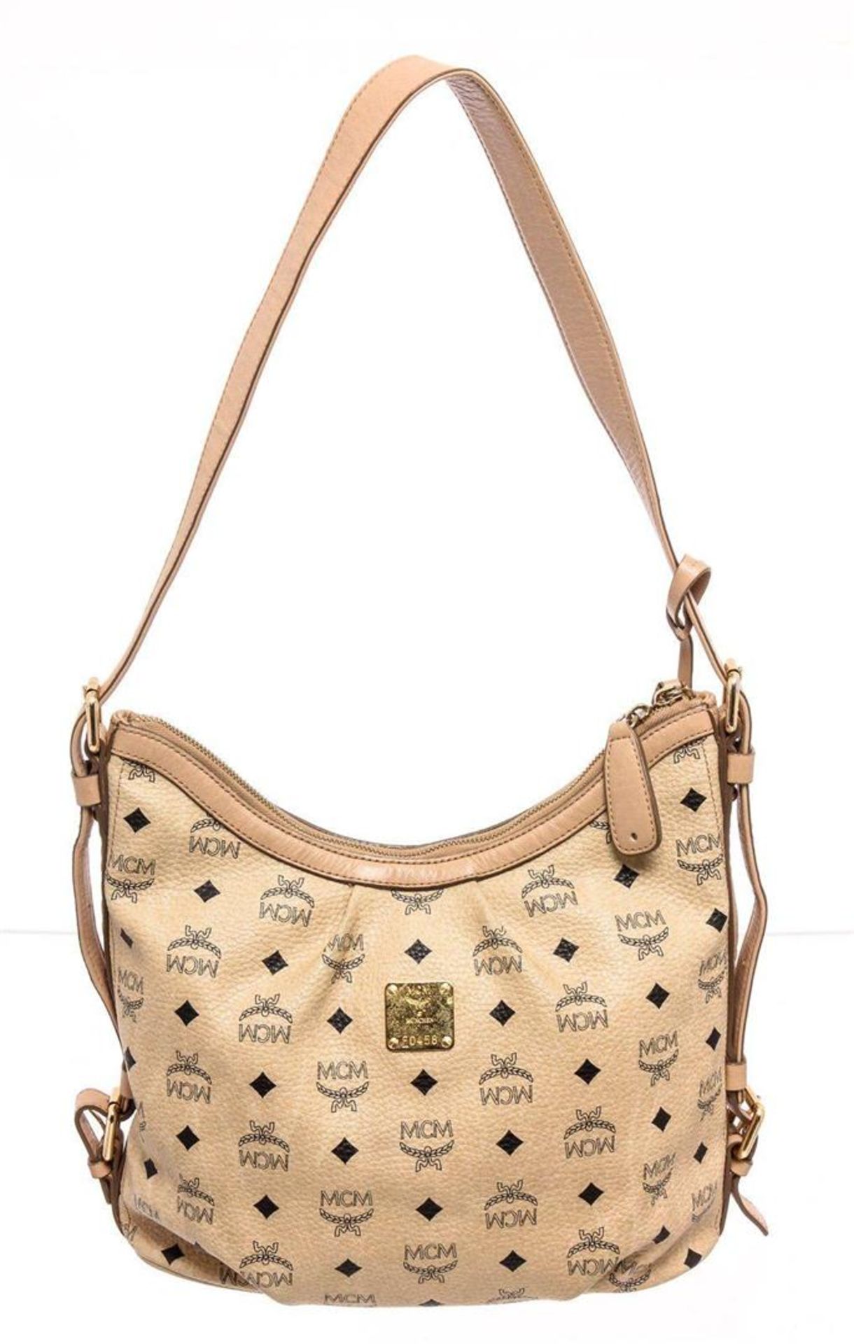 MCM Cream Visetos Coated Canvas Leather Medium Crossbody Bag