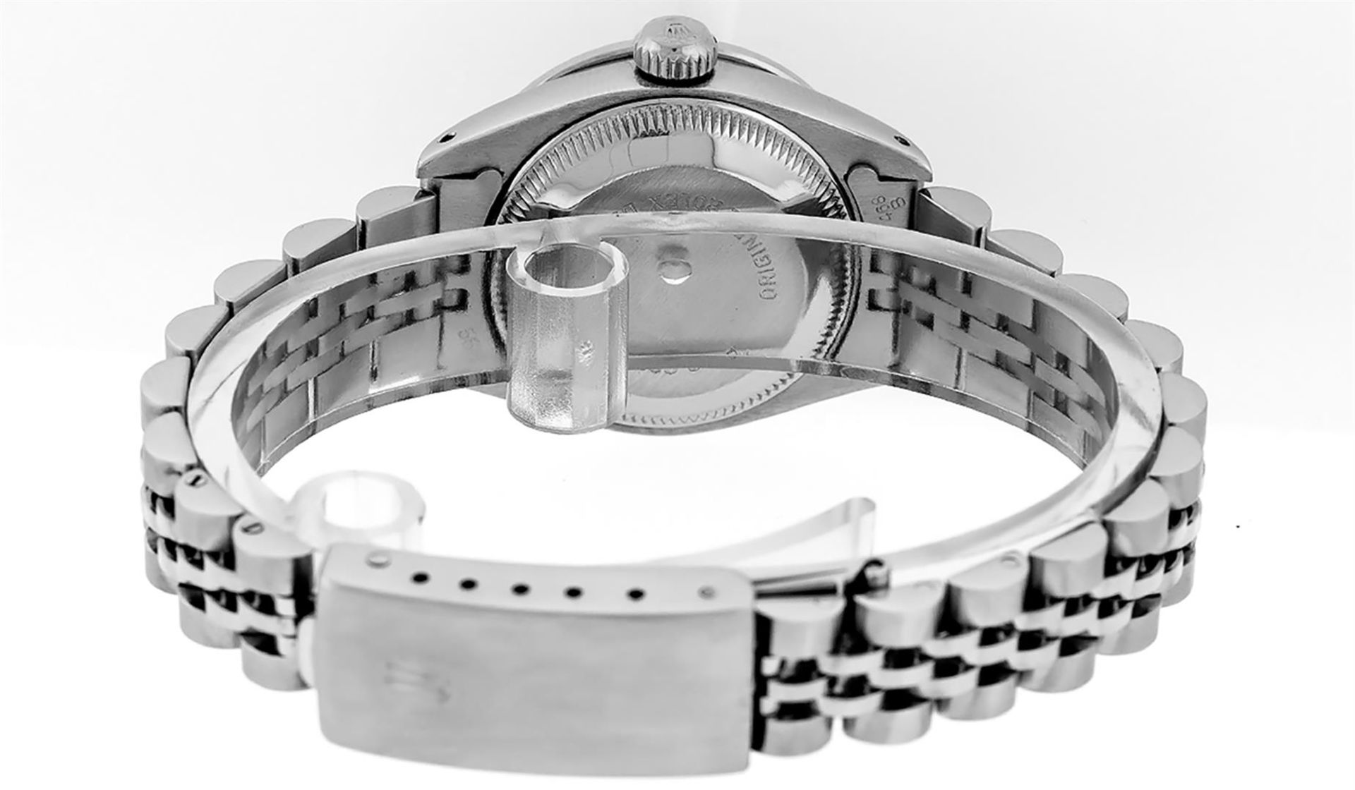 Rolex Ladies Stainless Steel Black Diamond & Sapphire Datejust Wristwatch 26MM - Image 6 of 9