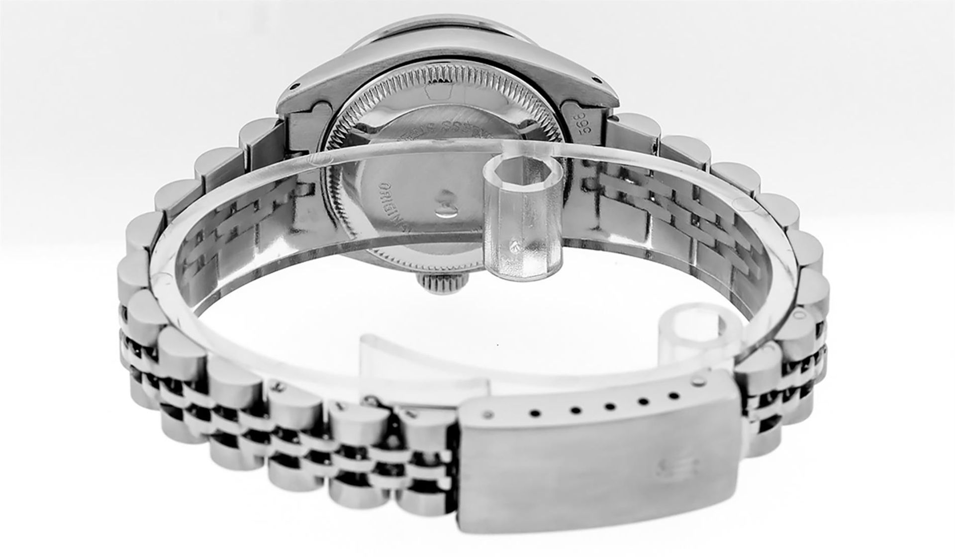 Rolex Ladies Stainless Steel Black Diamond & Sapphire Datejust Wristwatch 26MM - Image 8 of 9