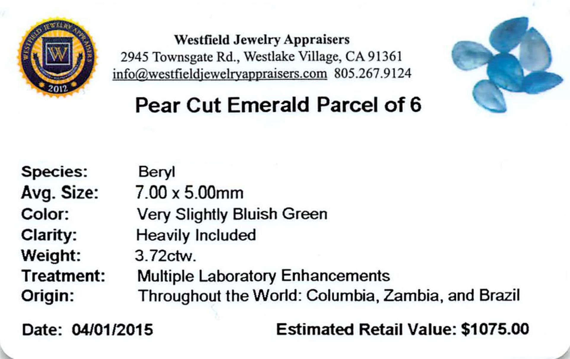 3.72 ctw Pear Mixed Emerald Parcel - Image 2 of 2