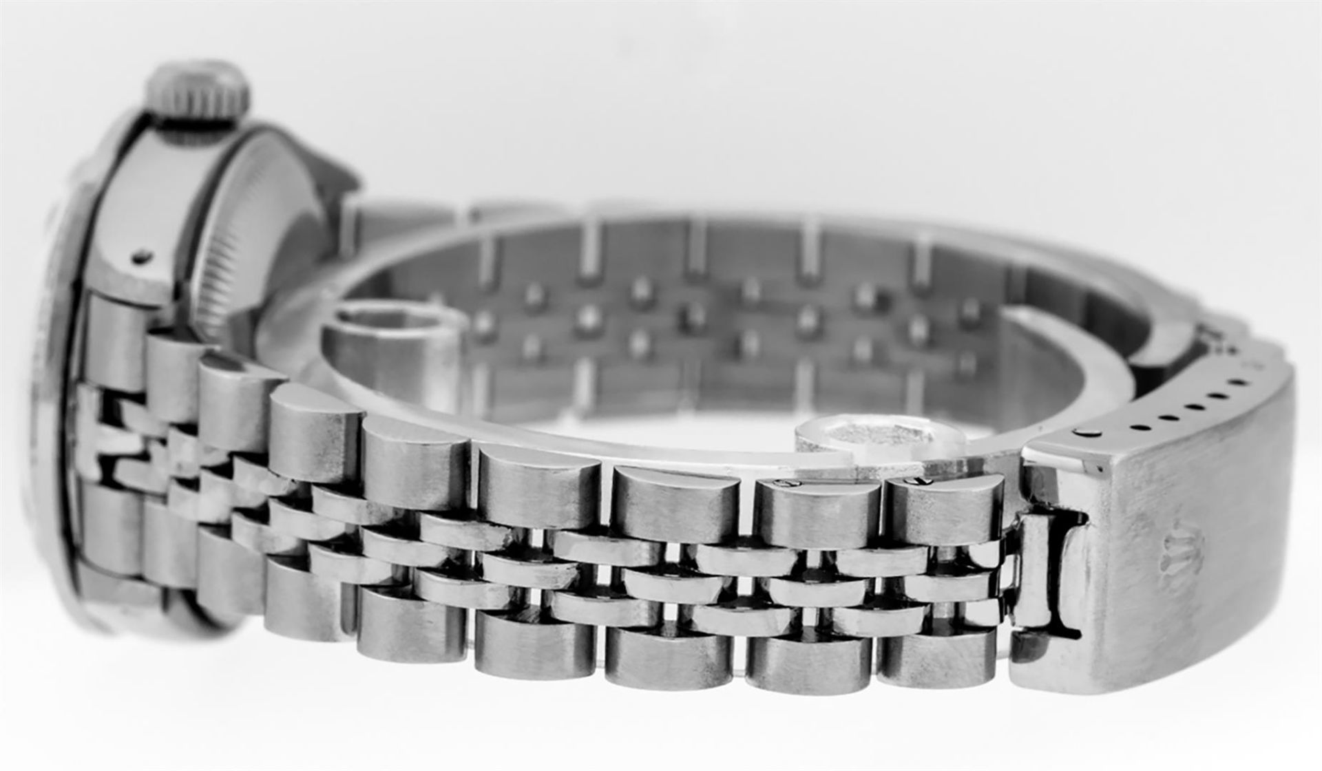 Rolex Ladies Stainless Steel Black Diamond & Sapphire Datejust Wristwatch 26MM - Image 9 of 9