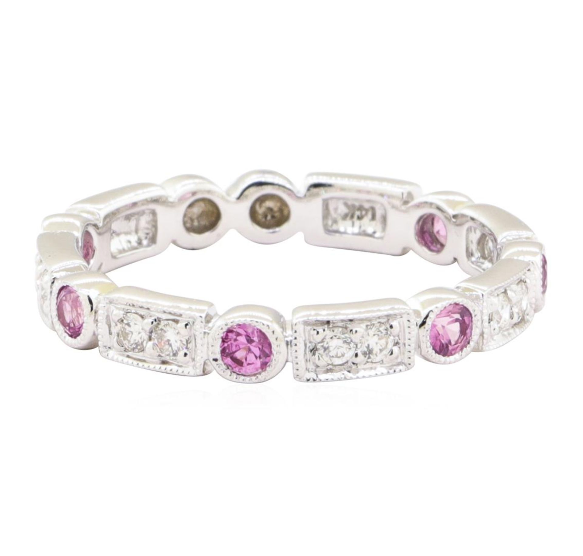 0.55 ctw Pink Sapphire and Diamond Ring - 14KT White Gold