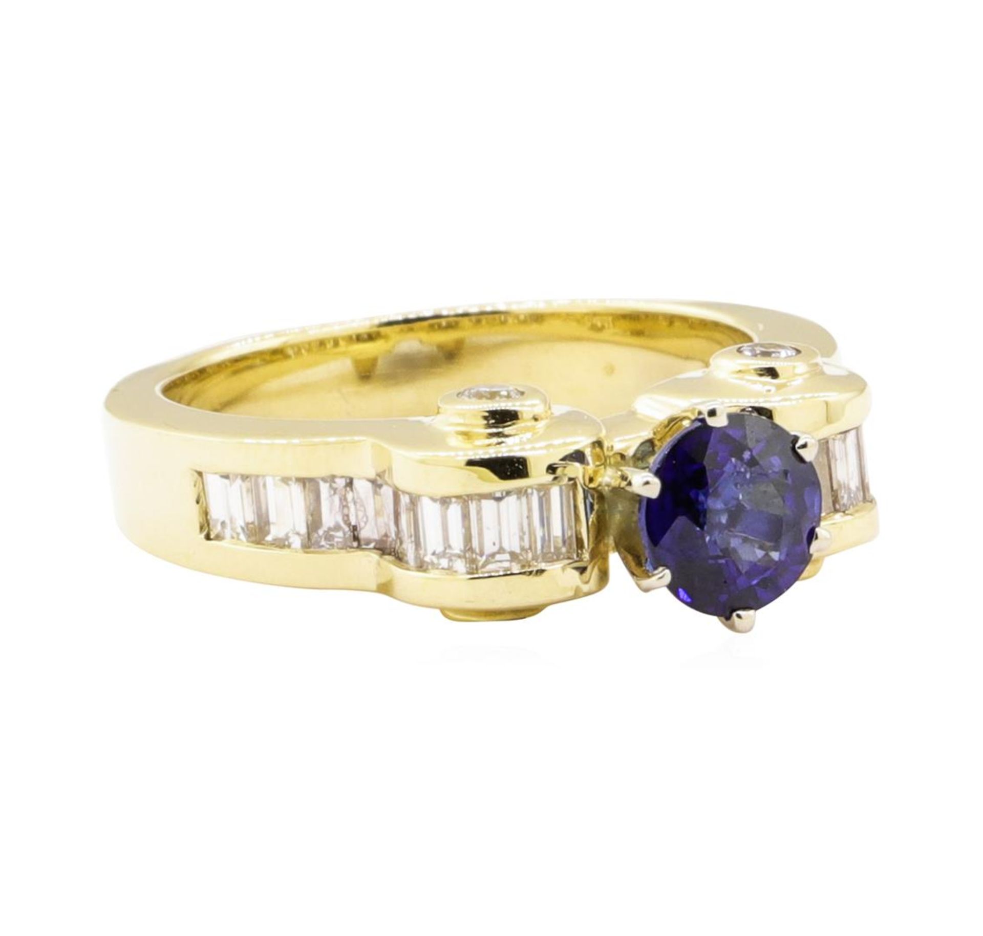 1.89 ctw Blue Sapphire And Diamond Ring - 14KT Yellow Gold