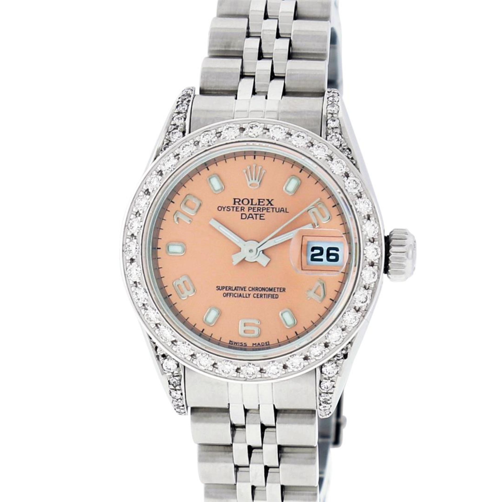 Rolex Ladies Stainless Steel Quickset Salmon Diamond Lugs Datejust Wristwatch - Image 3 of 9