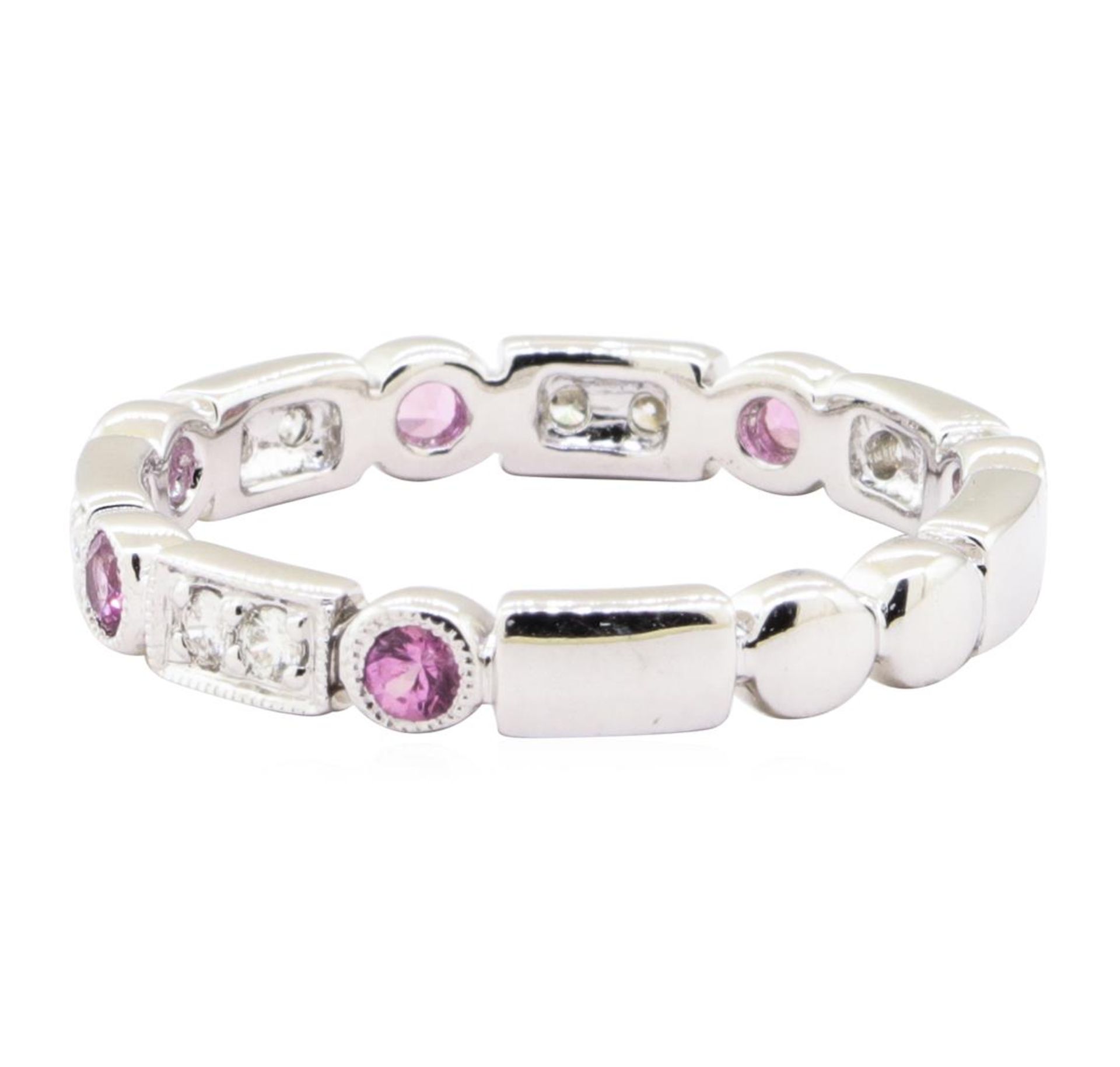 0.55 ctw Pink Sapphire and Diamond Ring - 14KT White Gold - Image 3 of 4