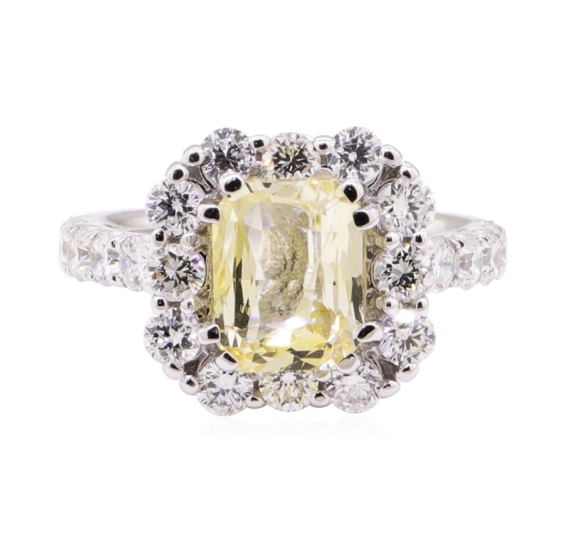3.19 ctw Yellow Topaz And Diamond Ring - 18KT White Gold - Image 2 of 5