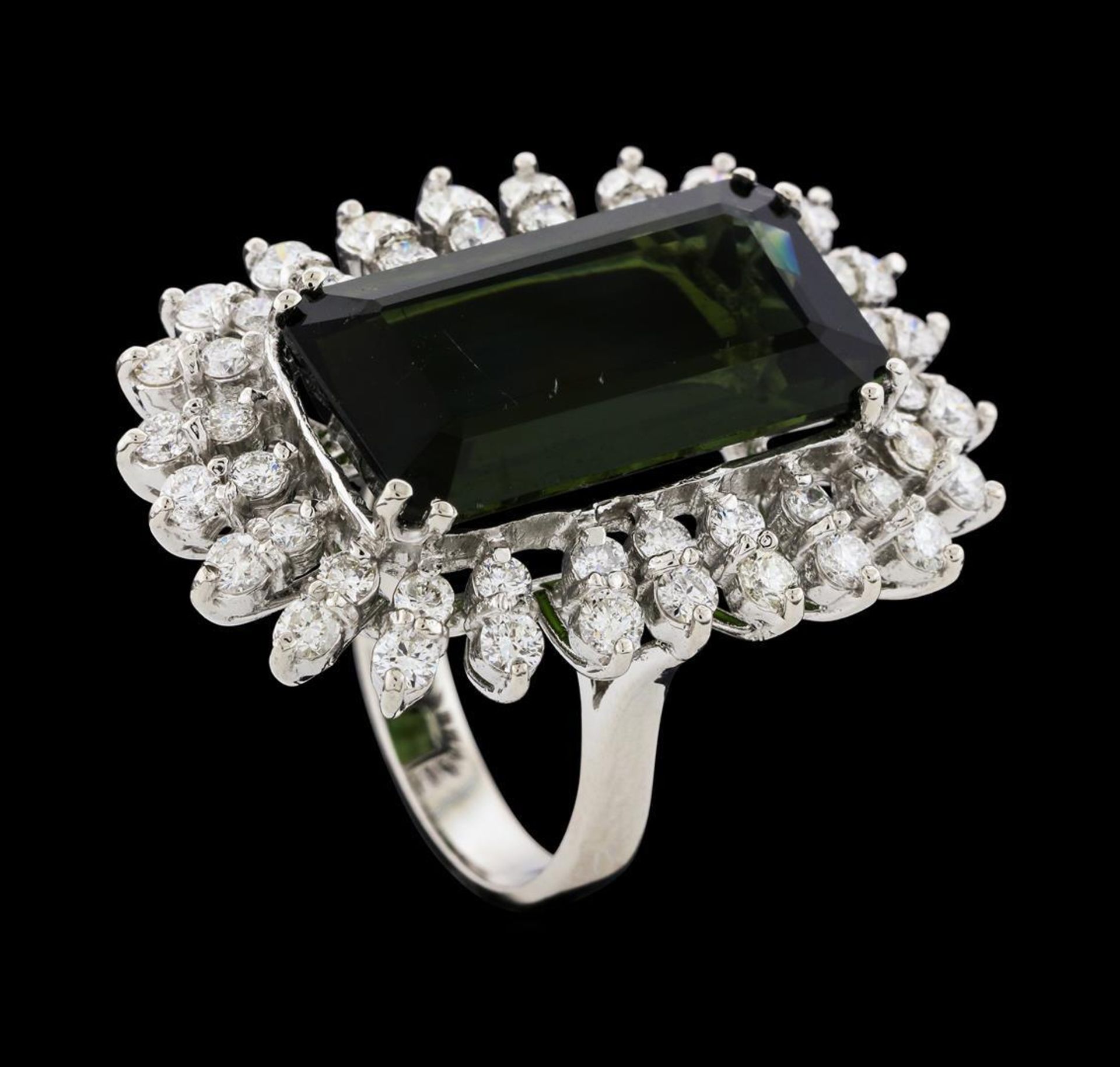 16.67 ctw Tourmaline and Diamond Ring - 14KT White Gold - Image 4 of 5