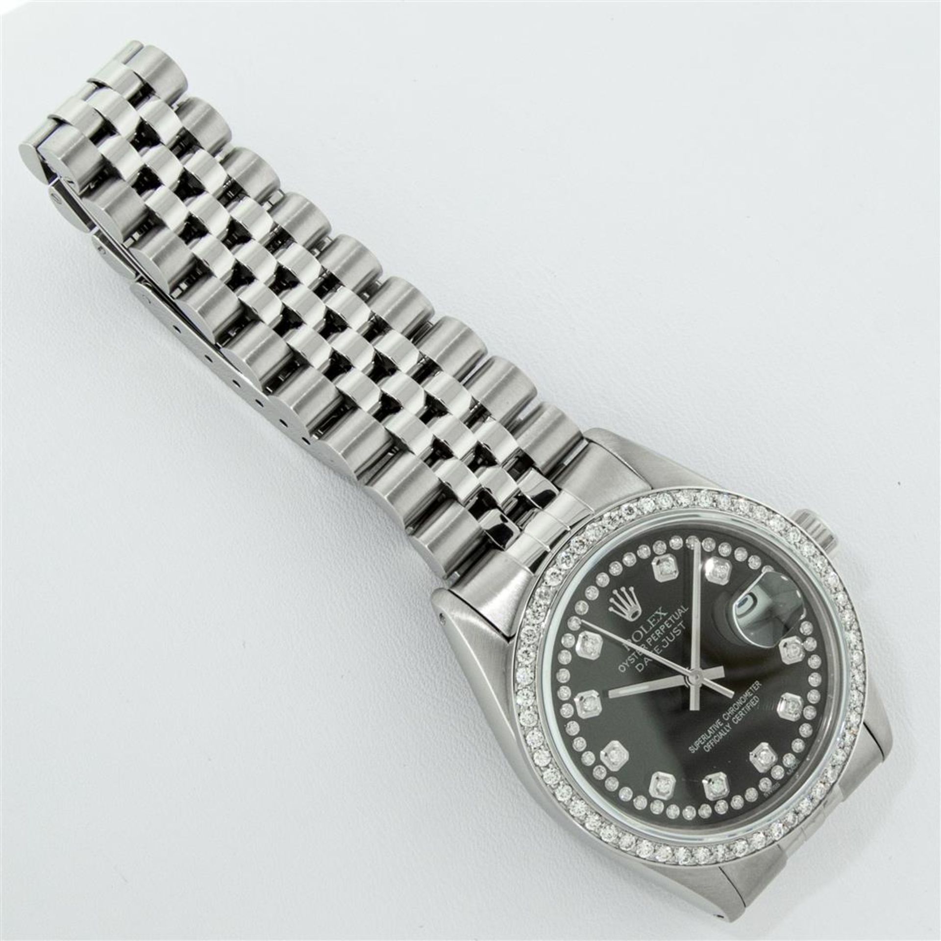 Rolex Mens 36 Stainless Steel Black String Diamond 36MM Oyster Perpetaul Datejus - Image 7 of 9