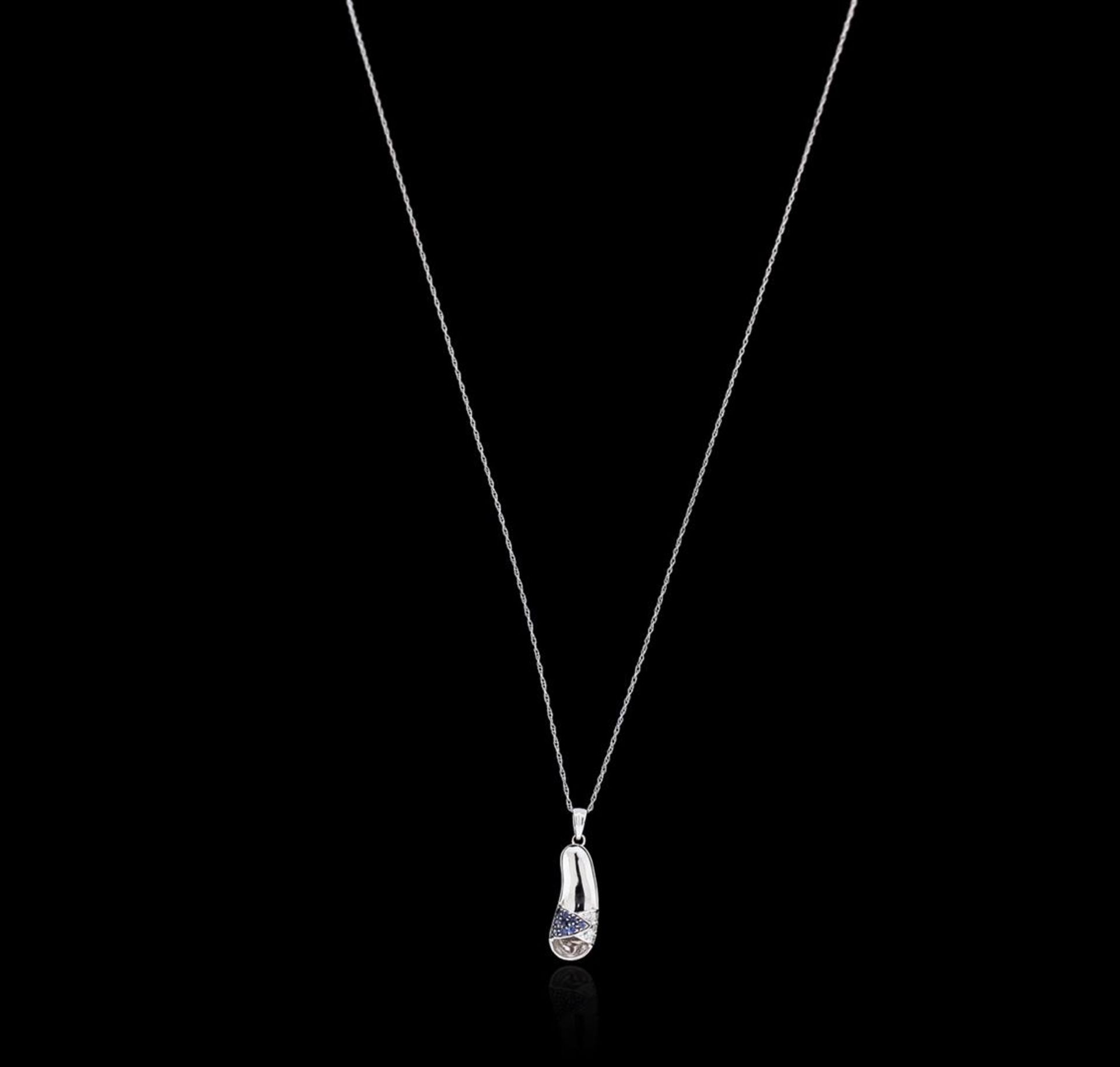 14KT White Gold 0.10 ctw Sapphire and Diamond Pendant With Chain - Image 2 of 2