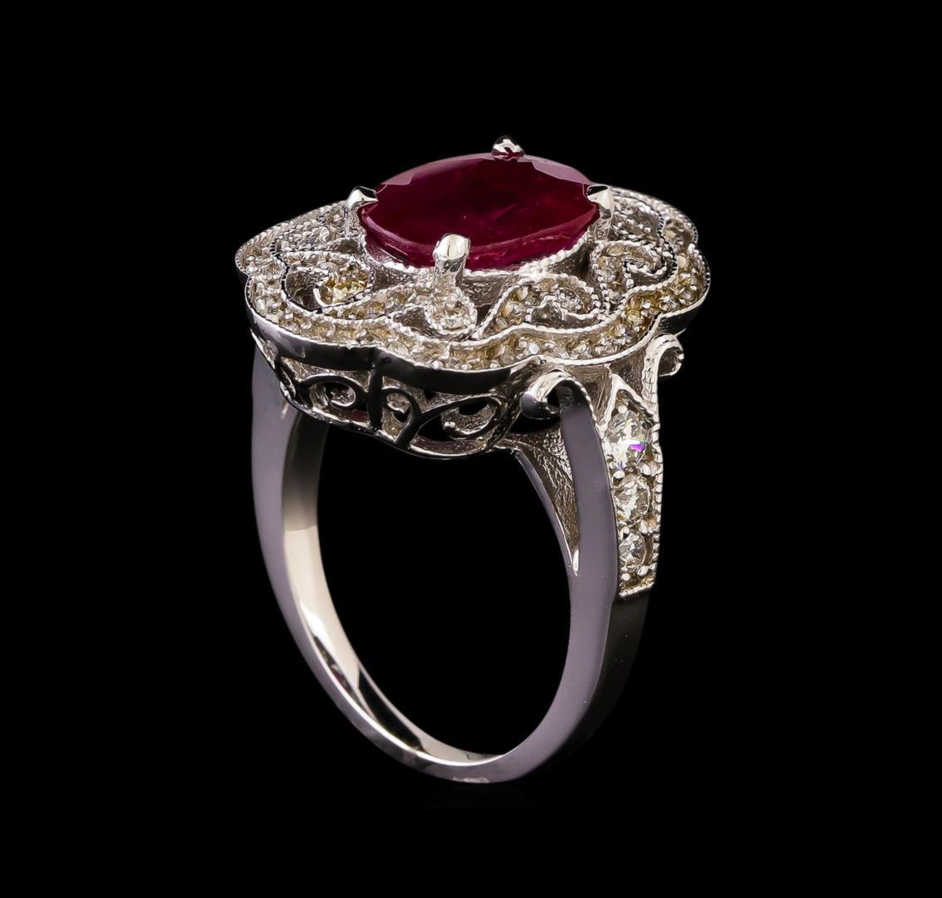 GIA Cert 2.53 ctw Ruby and Diamond Ring - 14KT White Gold - Image 4 of 7