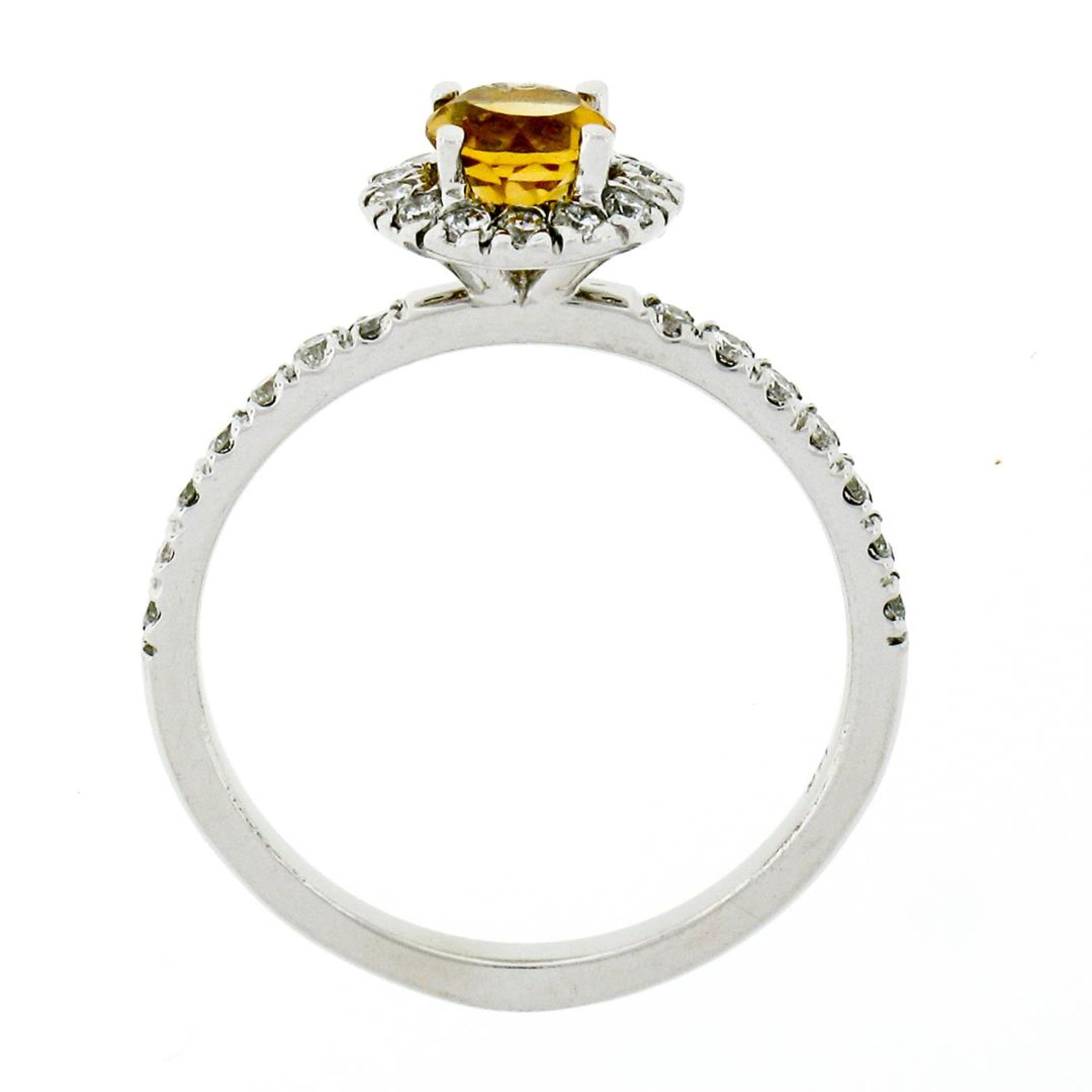 Petite 14K White Gold 0.82 ctw Citrine & Diamond Halo Engagement or Promise Ring - Image 8 of 9