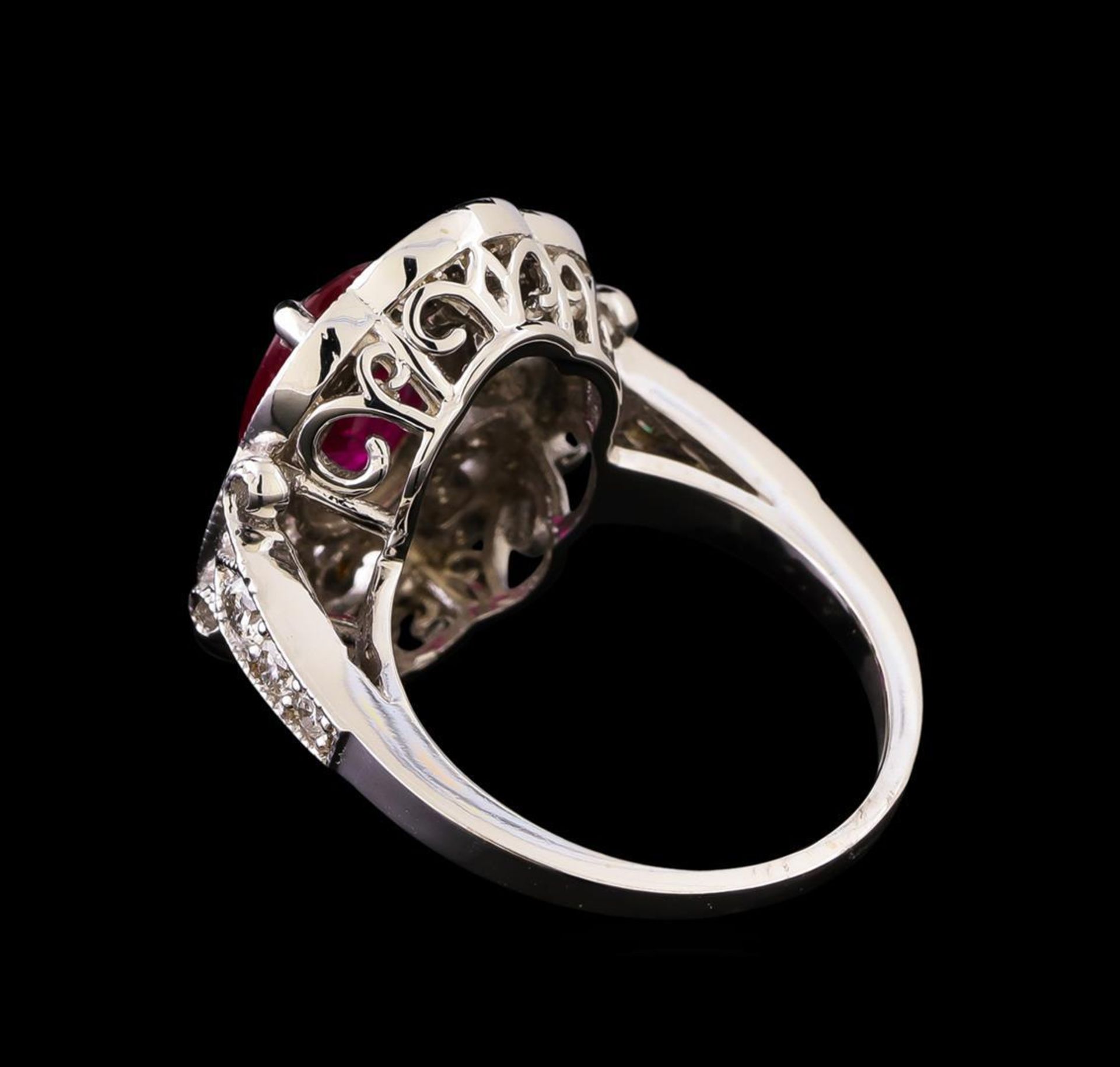 GIA Cert 2.53 ctw Ruby and Diamond Ring - 14KT White Gold - Image 3 of 7