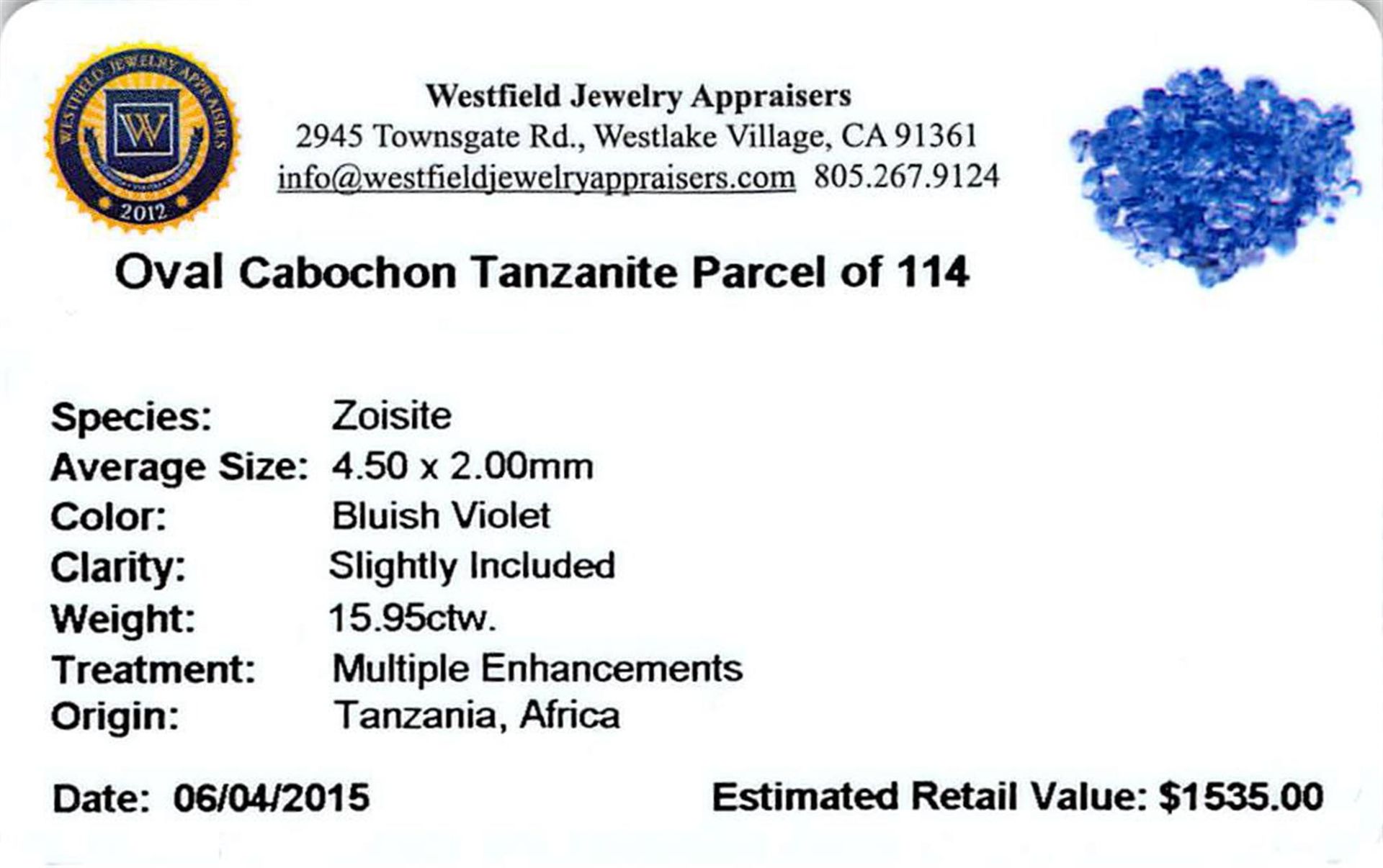 15.95 ctw Oval Mixed Tanzanite Parcel - Image 2 of 2