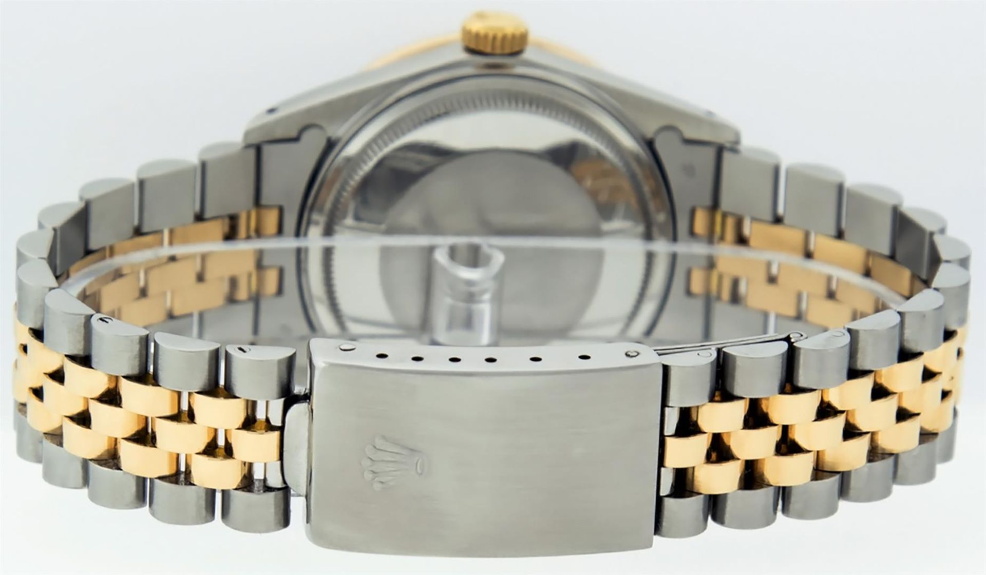 Rolex Mens 2 Tone Green Vignette Pyramid Diamond 36MM Datejust Wristwatch - Image 8 of 9