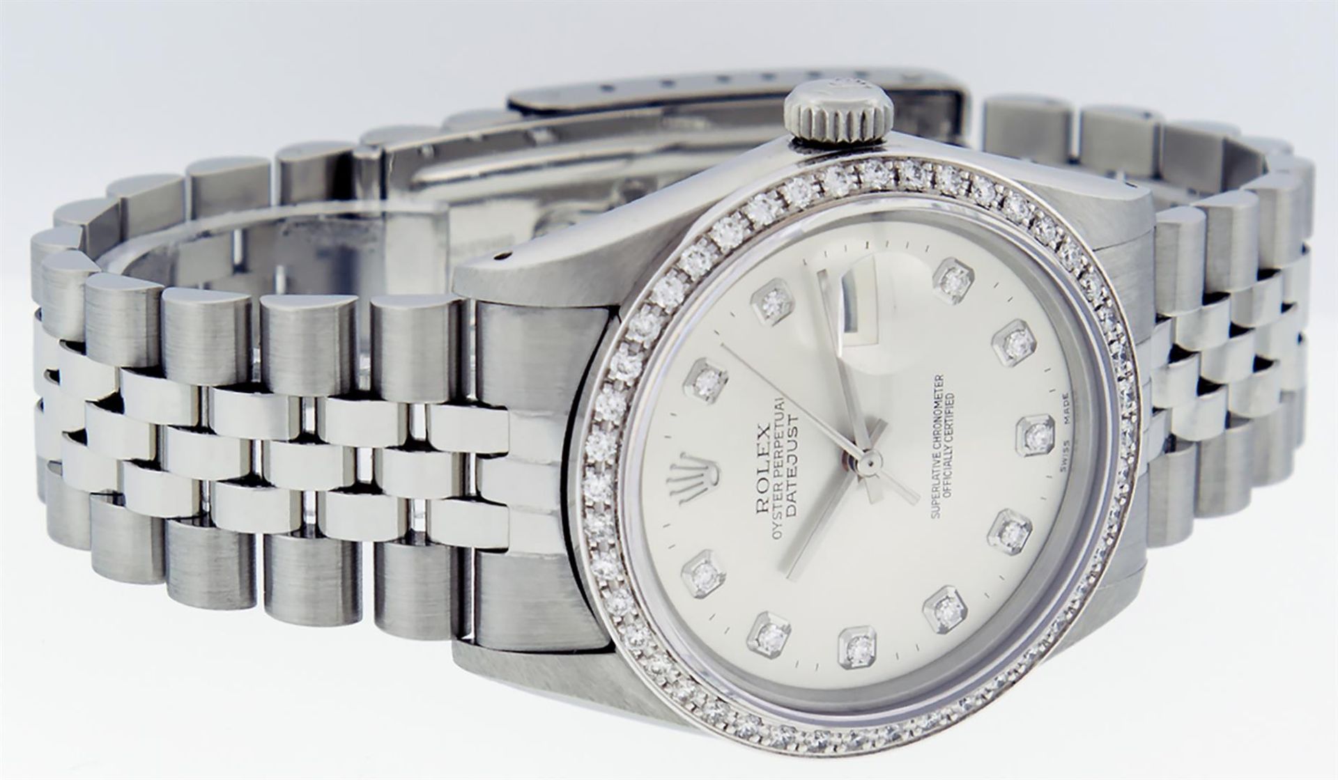 Rolex Mens Stainless Steel Silver Diamond 36MM Oyster Perpetual Datejust Wristwa - Image 5 of 9