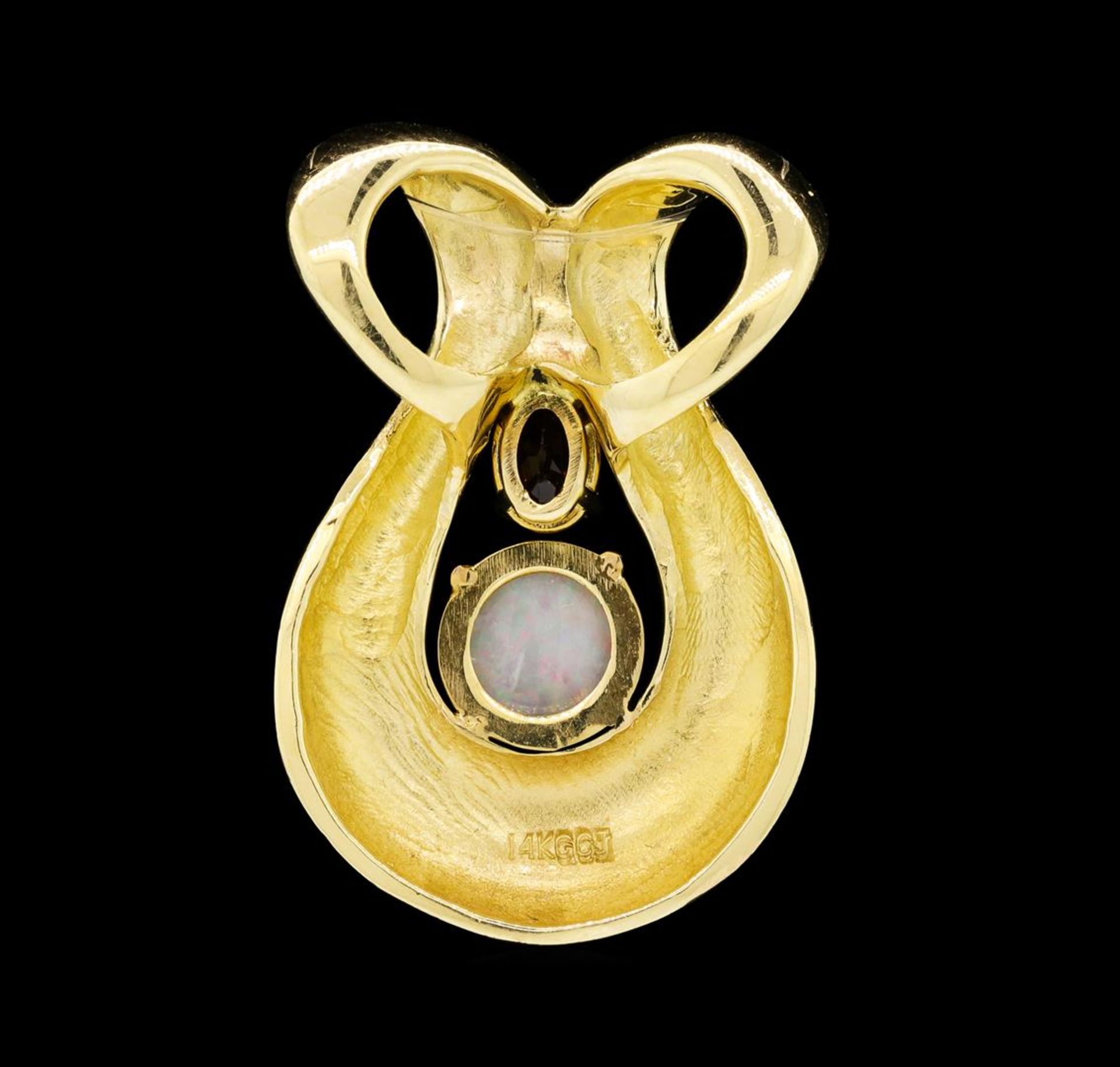 1.40 ctw Opal and Pyrope Garnet Slide Pendant - 14KT Yellow Gold - Image 2 of 3