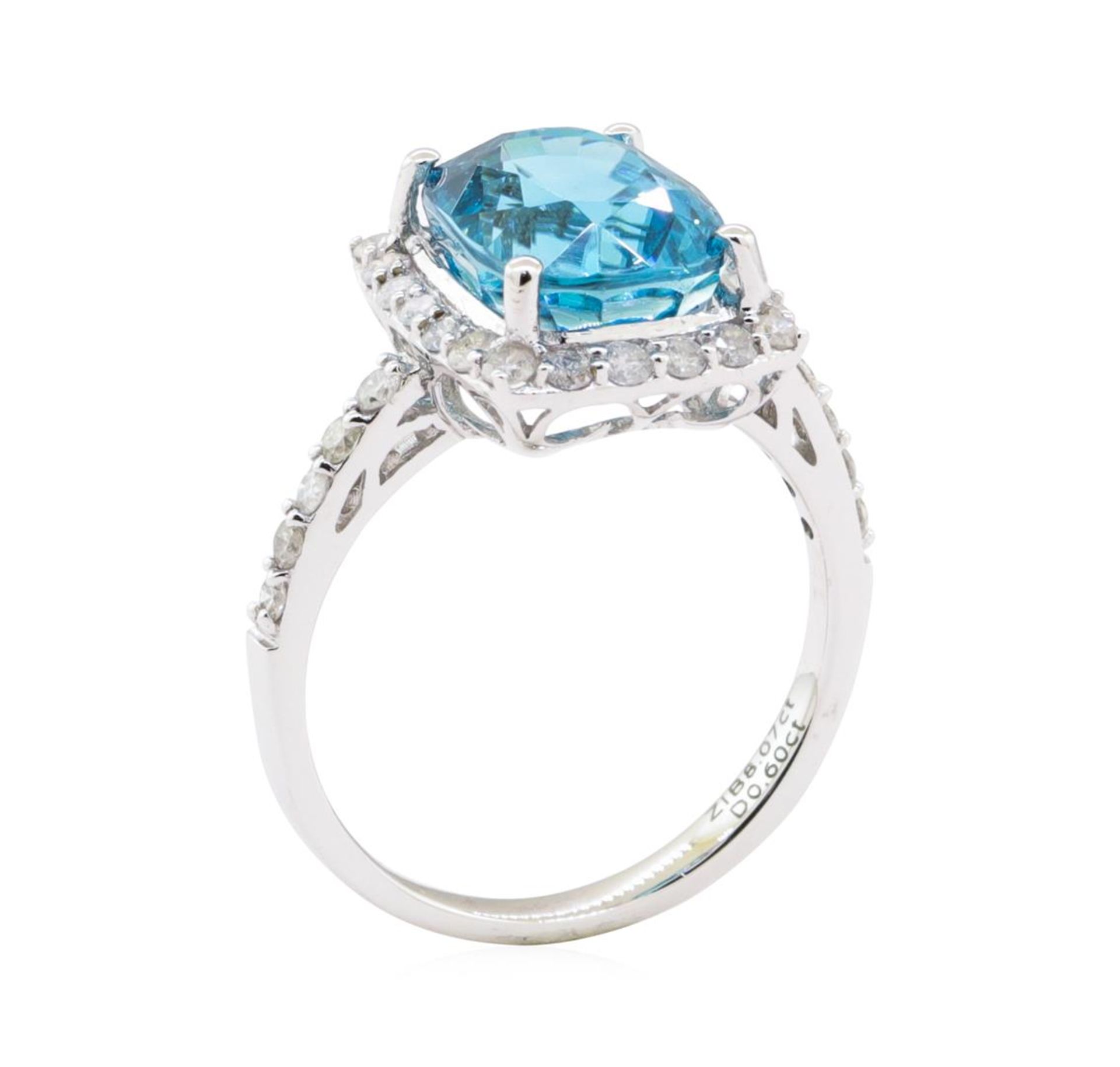 8.07 ctw Blue Zircon and Diamond Ring - 14KT White Gold - Image 4 of 5