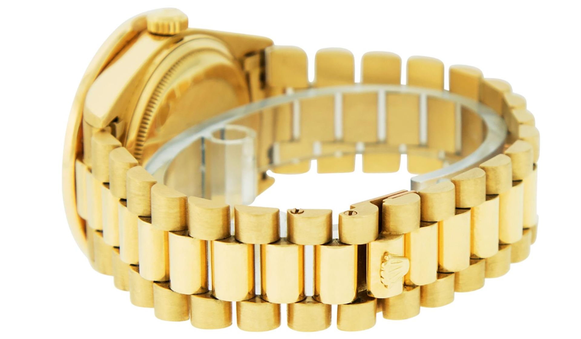 Rolex Mens 18K Yellow Gold Black Diamond 2.5 ctw Quickset President Wristwatch W - Image 6 of 6