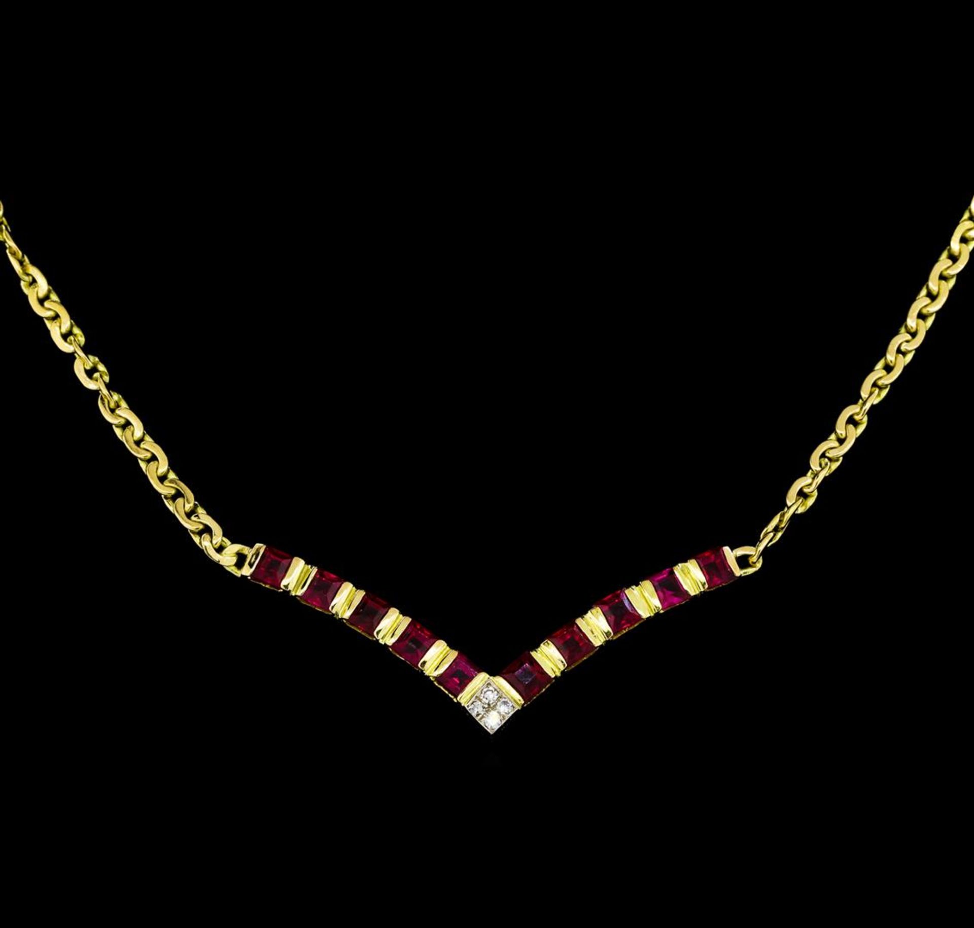 1.70 ctw Ruby and Diamond Necklace - 18KT Yellow Gold - Image 2 of 2