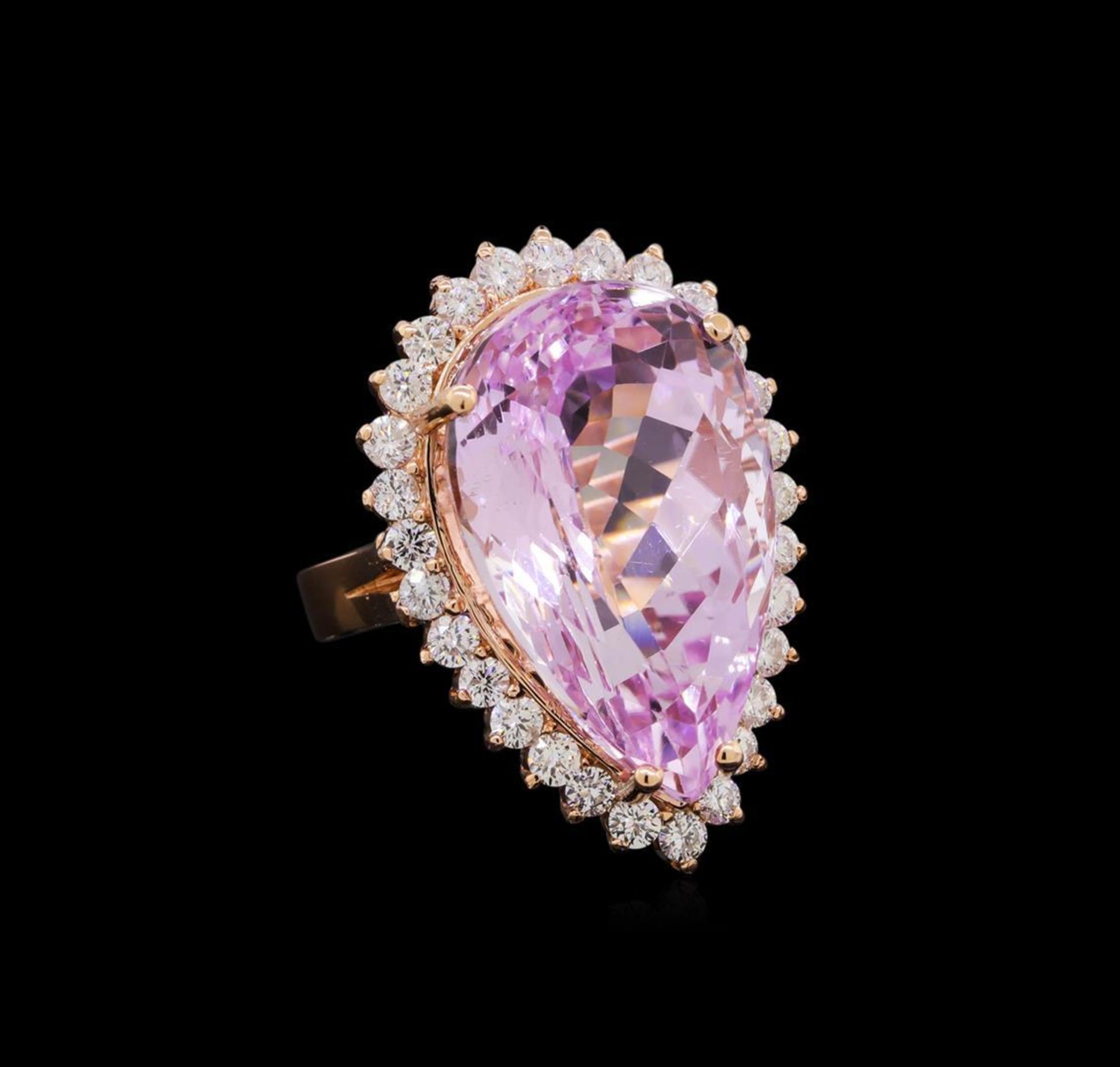 26.32 ctw Kunzite and Diamond Ring - 14KT Rose Gold