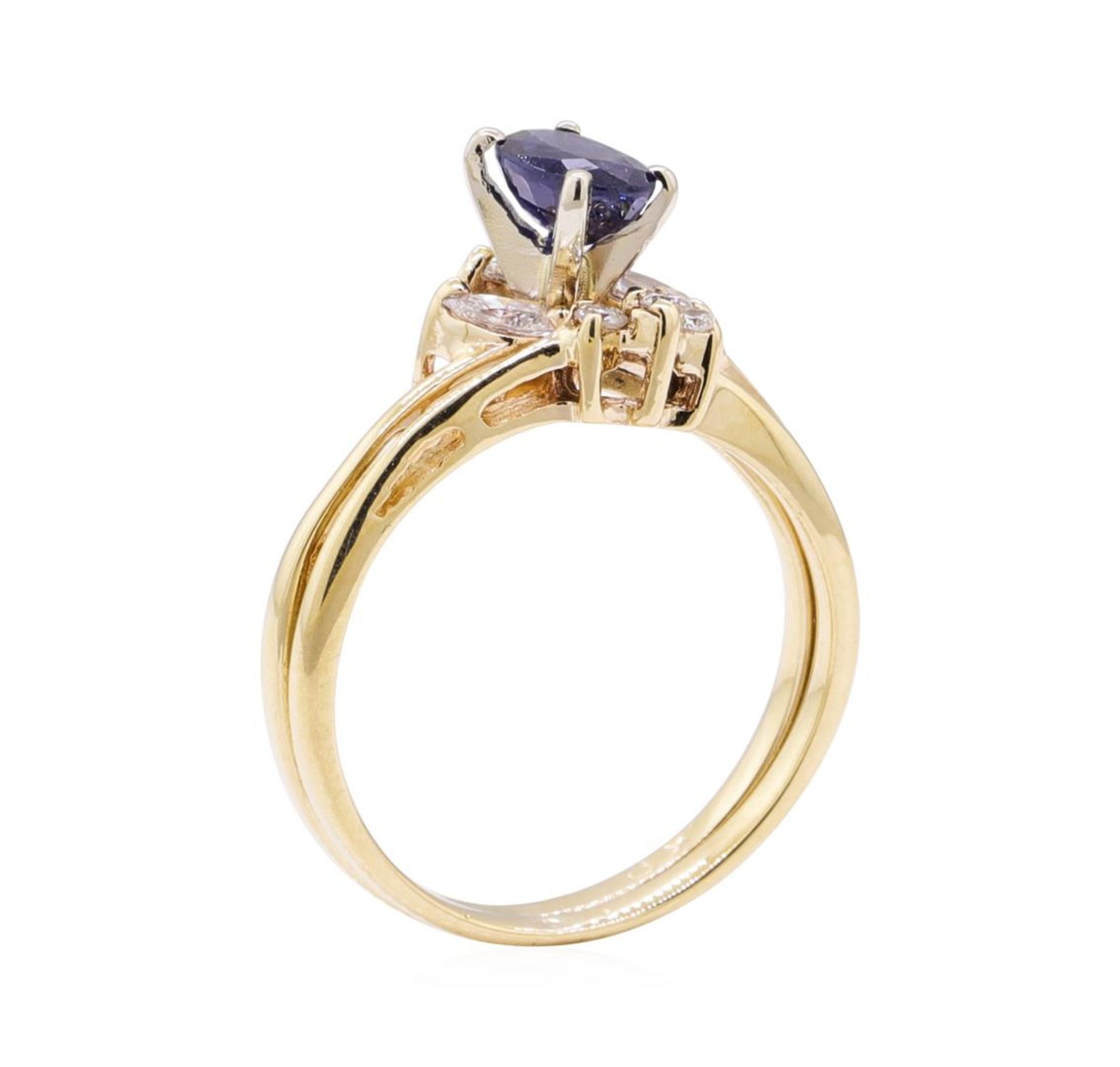 0.91 ctw Blue Sapphire and Diamond Wedding Set - 14KT Yellow Gold - Image 4 of 4