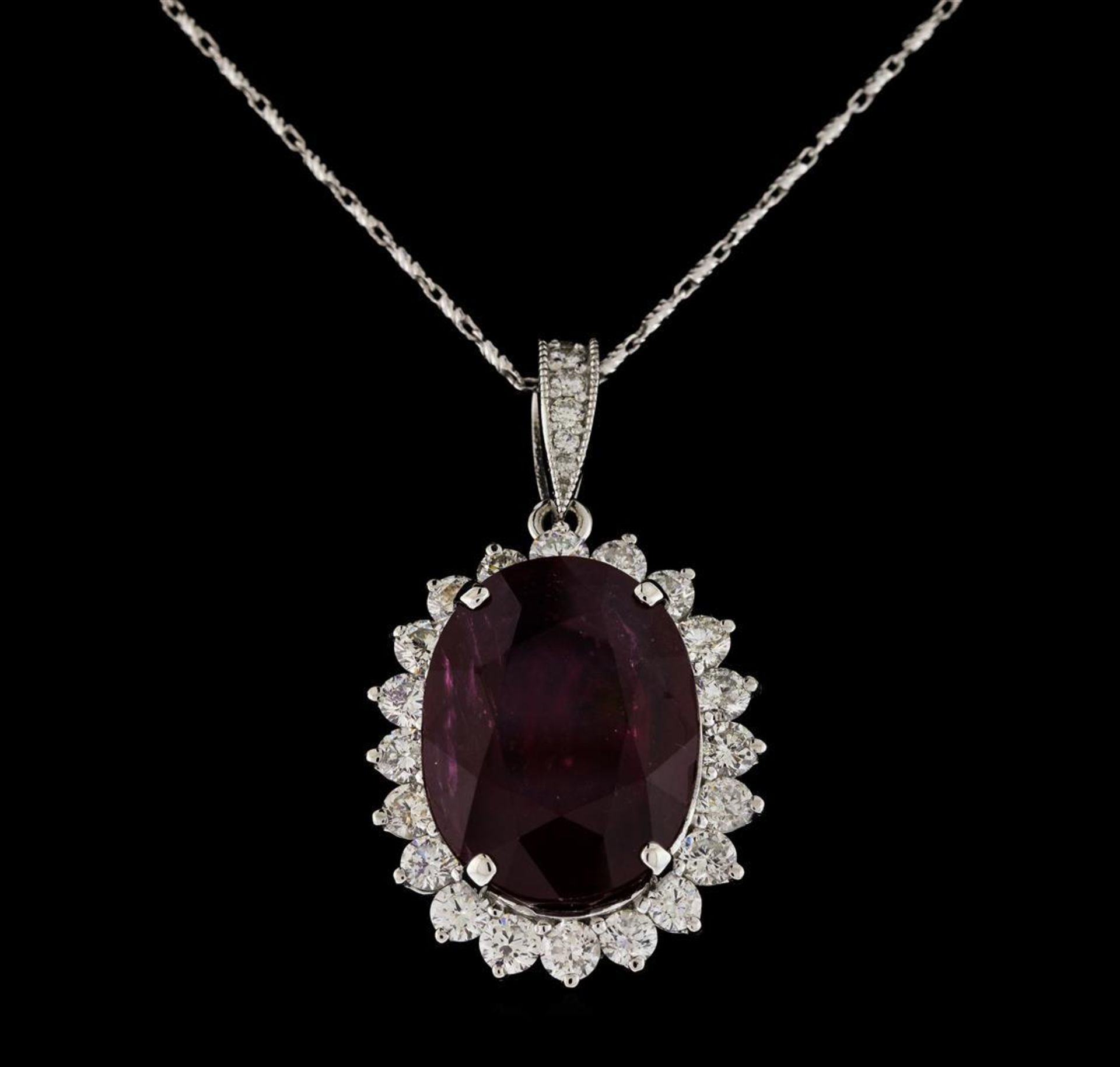 18.81 ctw Ruby and Diamond Pendant With Chain - 14KT White Gold - Image 2 of 3