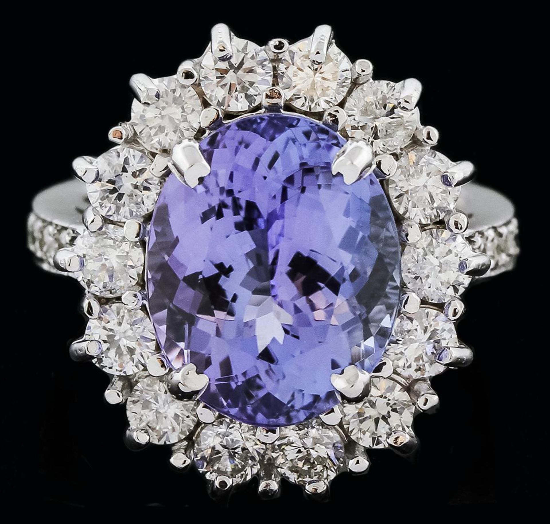 14KT White Gold 7.59 ctw Tanzanite and Diamond Ring