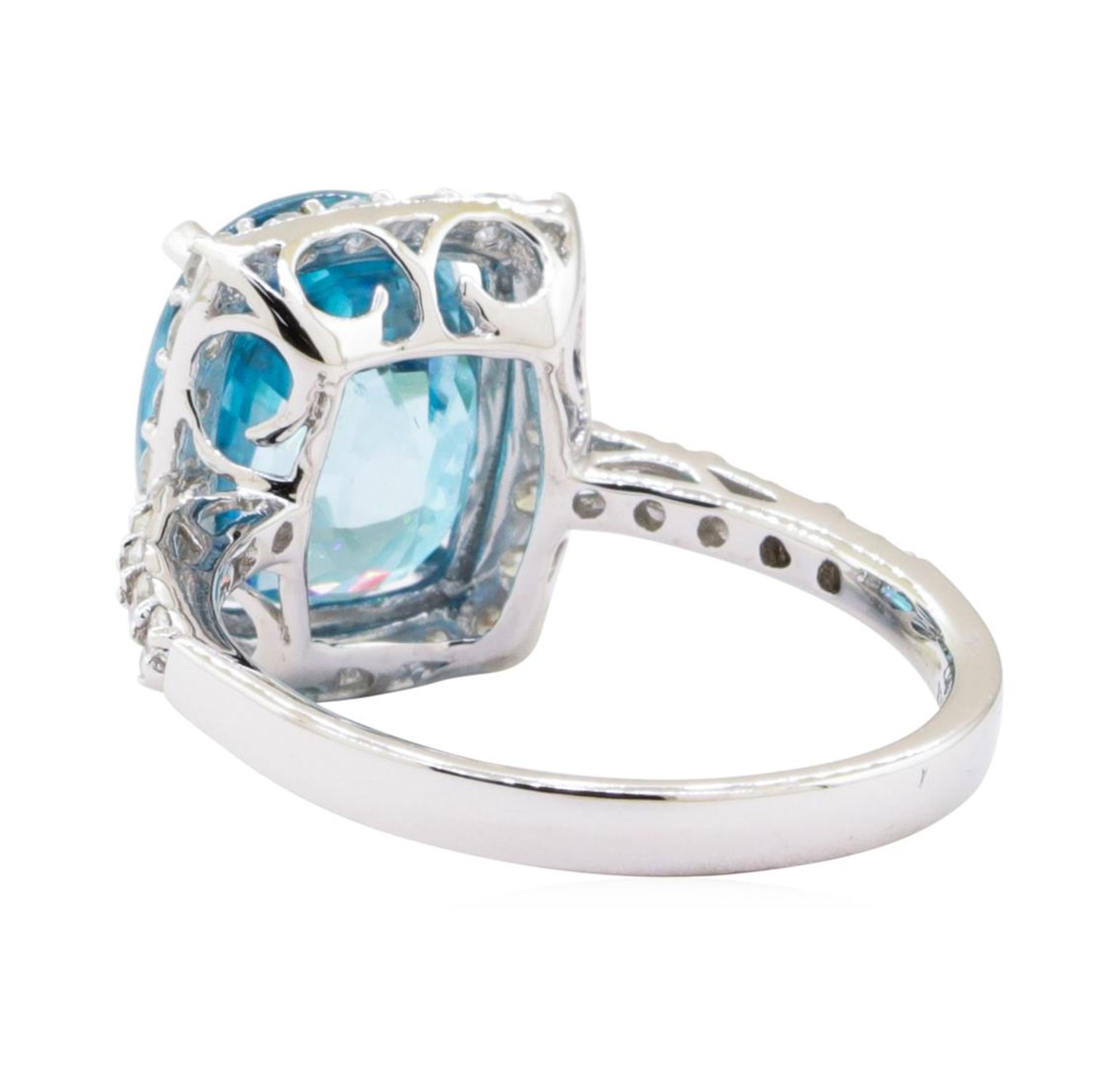 8.07 ctw Blue Zircon and Diamond Ring - 14KT White Gold - Image 3 of 5