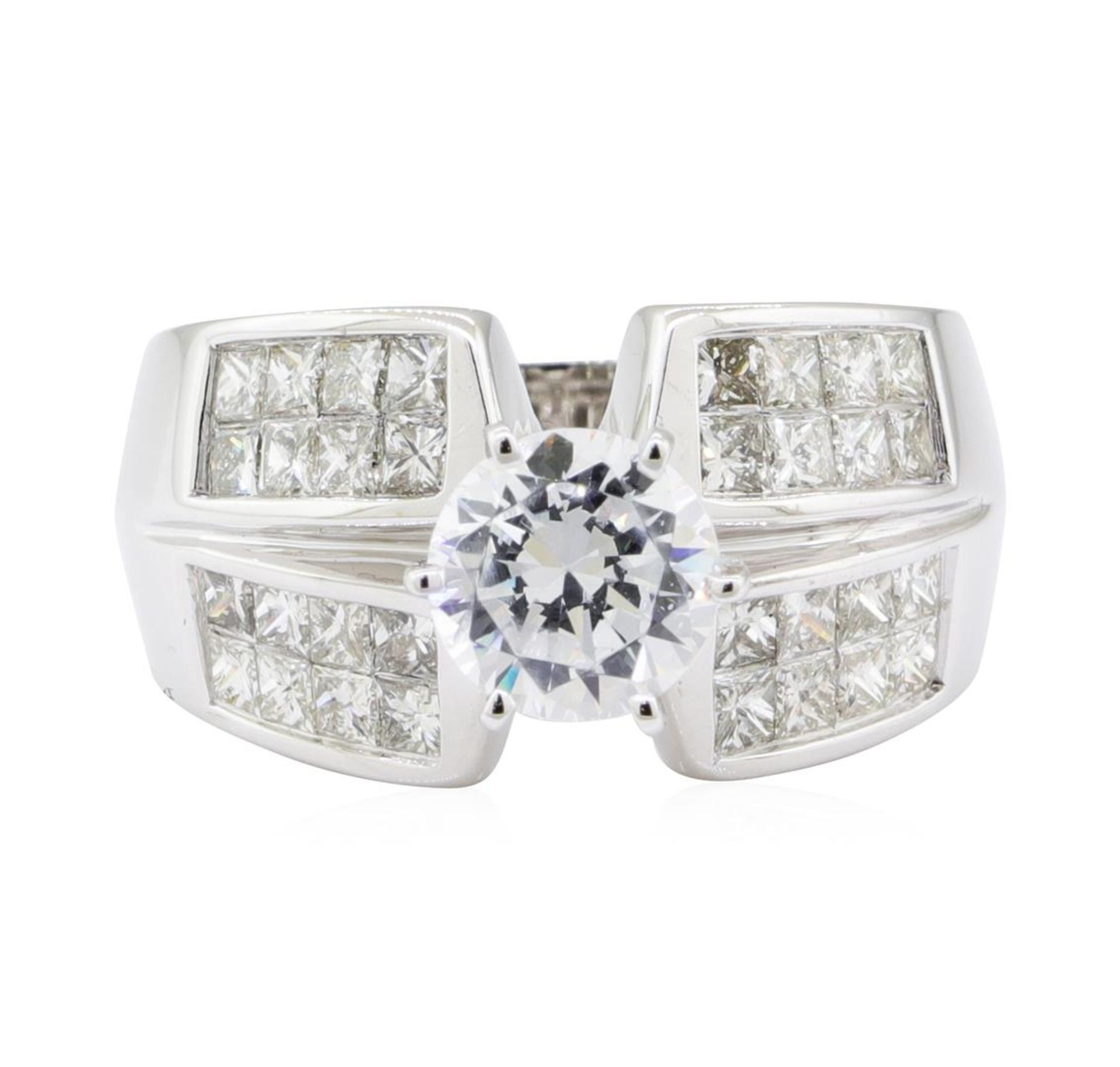 1.20 ctw Diamond Semi Mount Ring with CZ Center - 14KT White Gold - Image 2 of 4