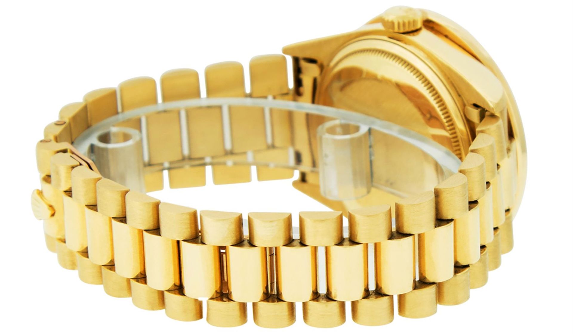 Rolex Mens 18K Yellow Gold Black Diamond 2.5 ctw Quickset President Wristwatch W - Image 3 of 6