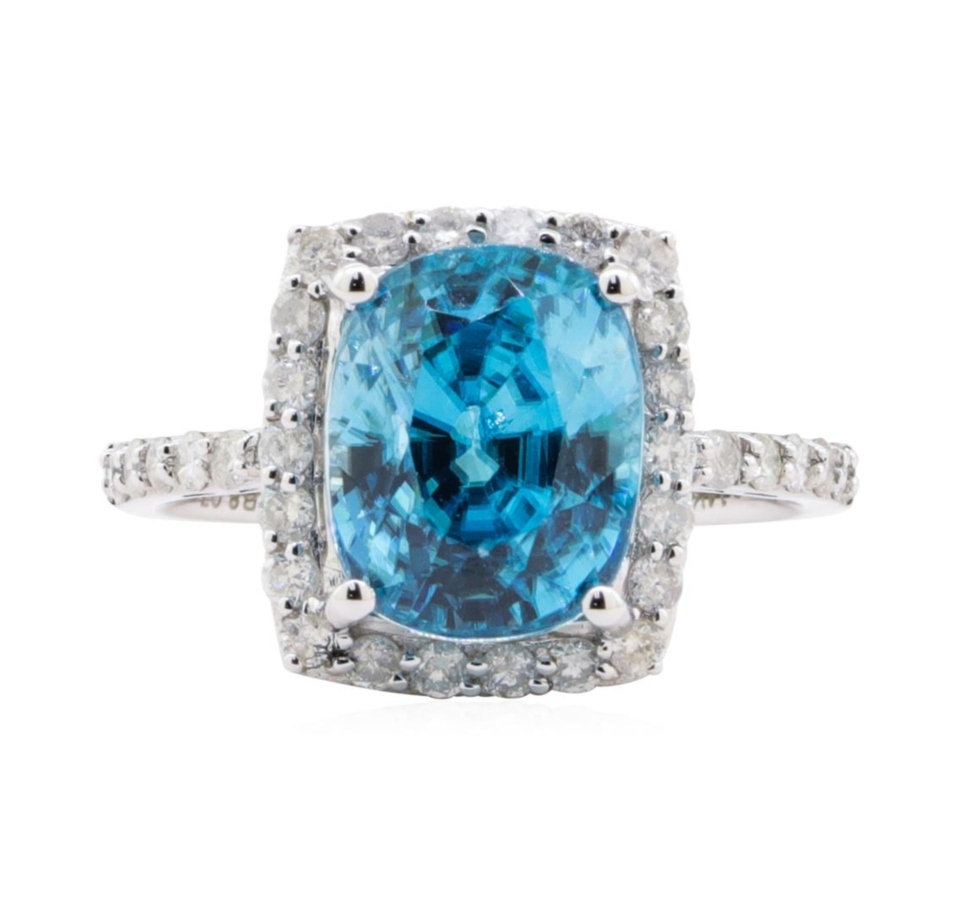 8.07 ctw Blue Zircon and Diamond Ring - 14KT White Gold - Image 2 of 5