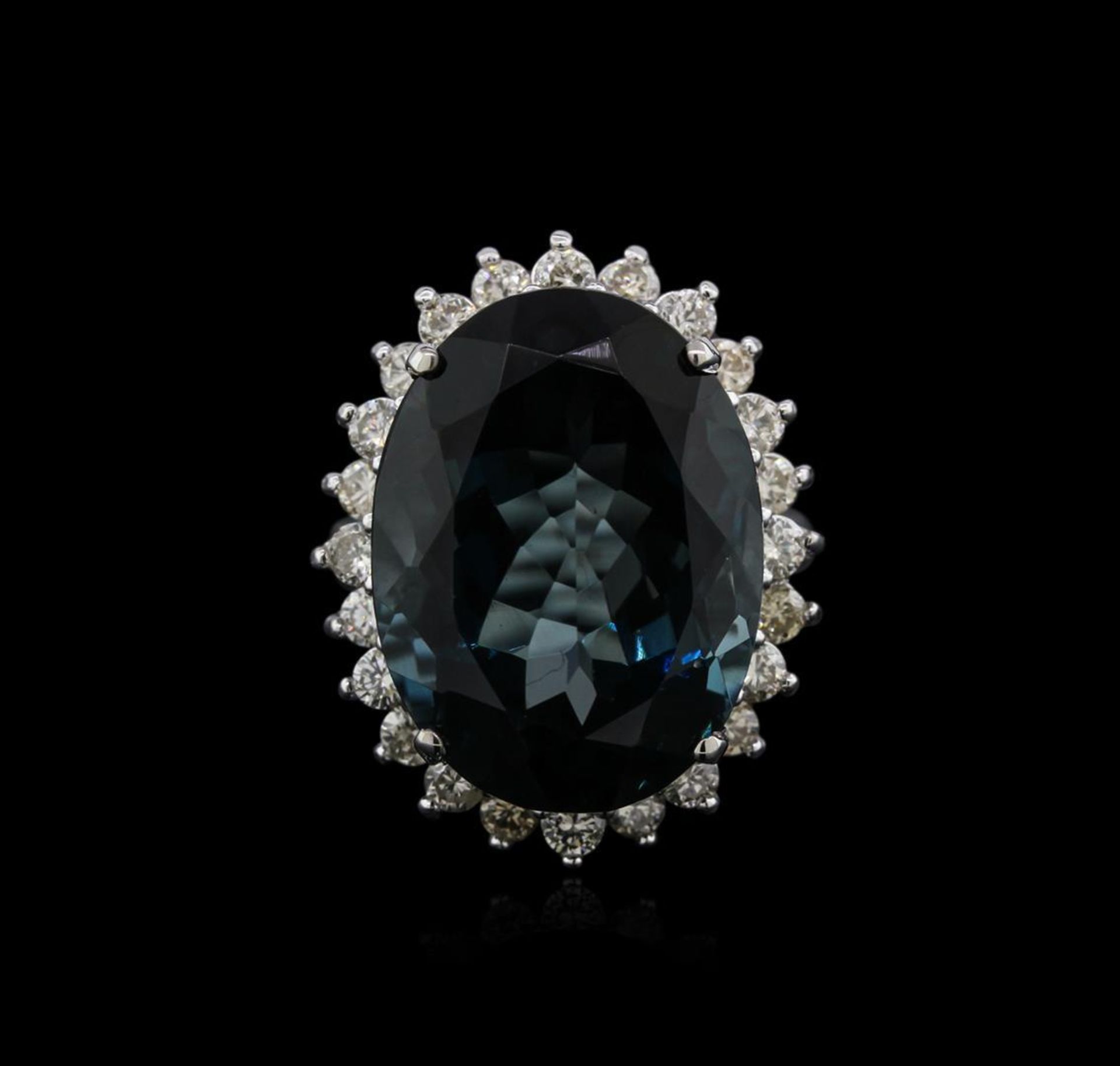 14KT White Gold 22.43 ctw Topaz and Diamond Ring - Image 2 of 4
