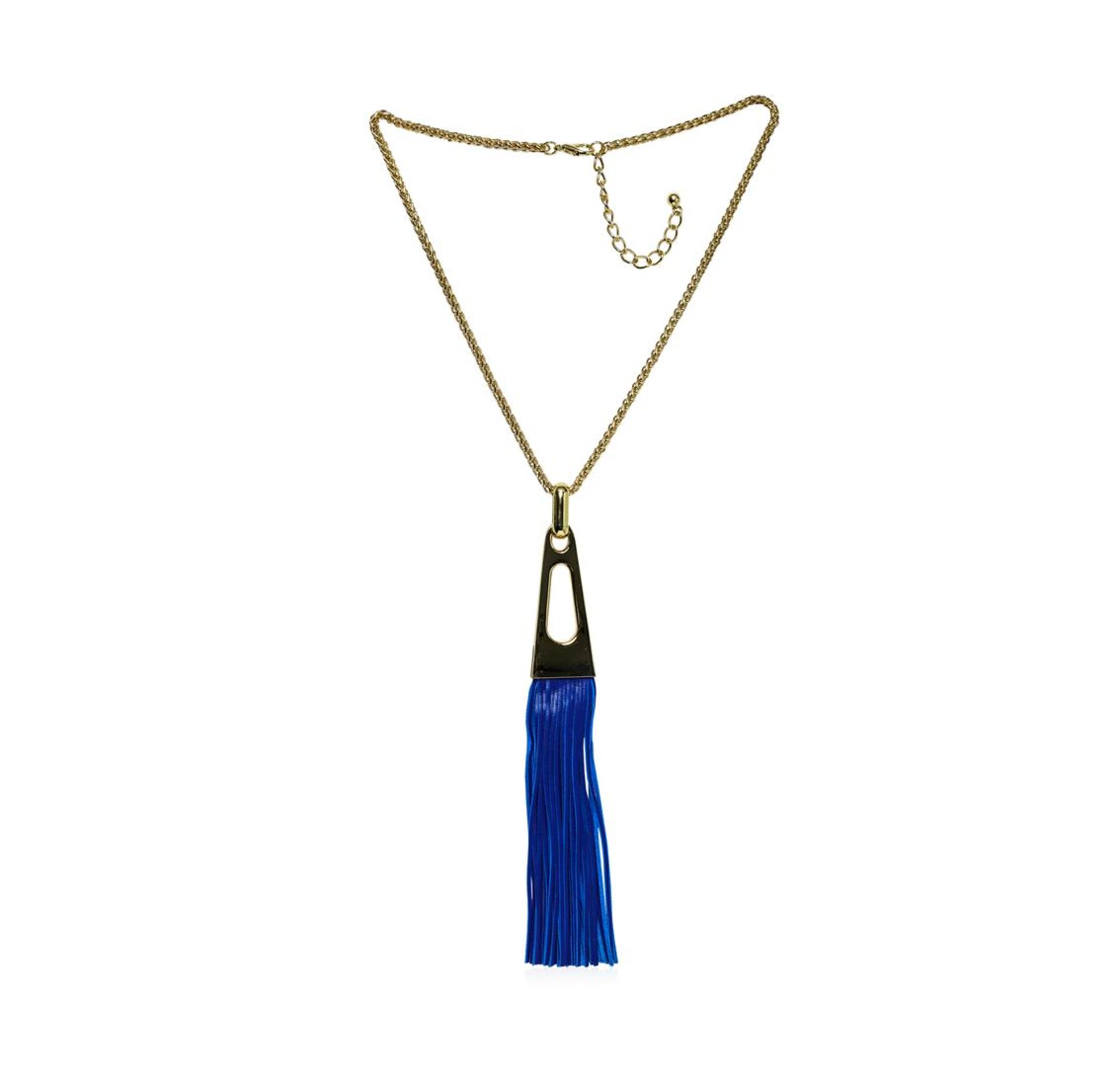 Leather Tassel Chain Necklace - Gold Plated - Image 2 of 2