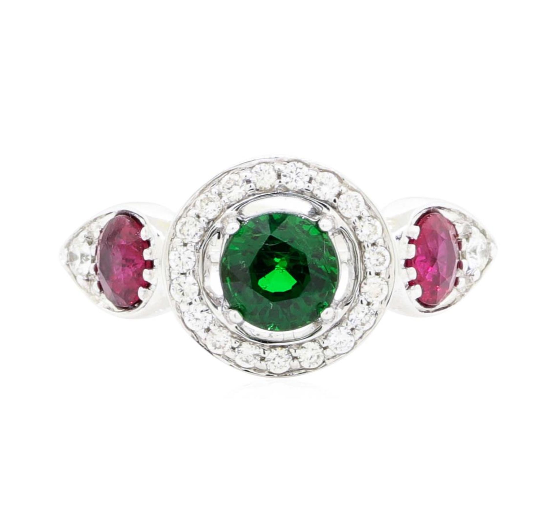 1.73 ctw Round Mixed Tsavorite Garnet And Round Mixed Rubies Ring - 18KT White G - Image 2 of 5