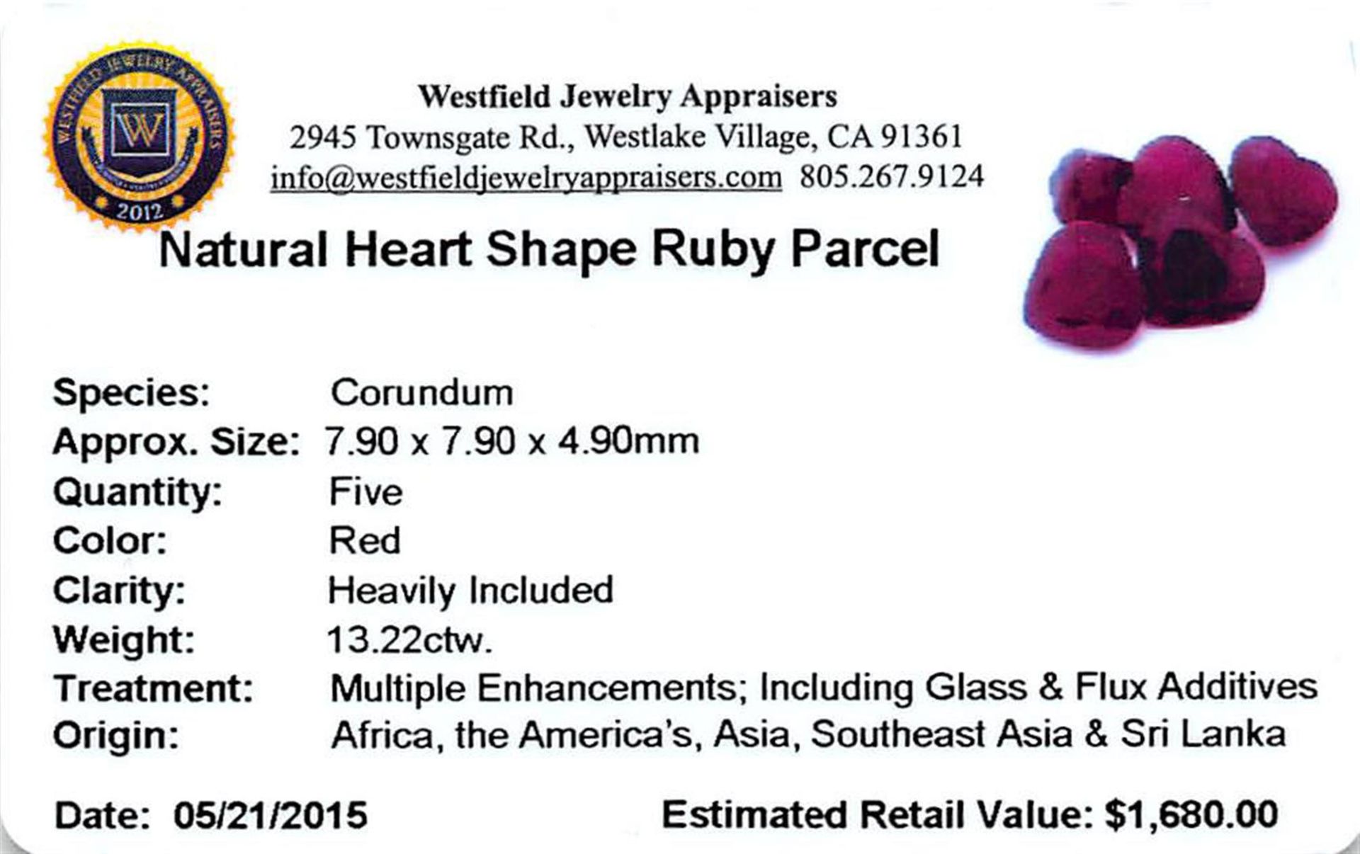 13.22 ctw Heart Mixed Ruby Parcel - Image 2 of 2