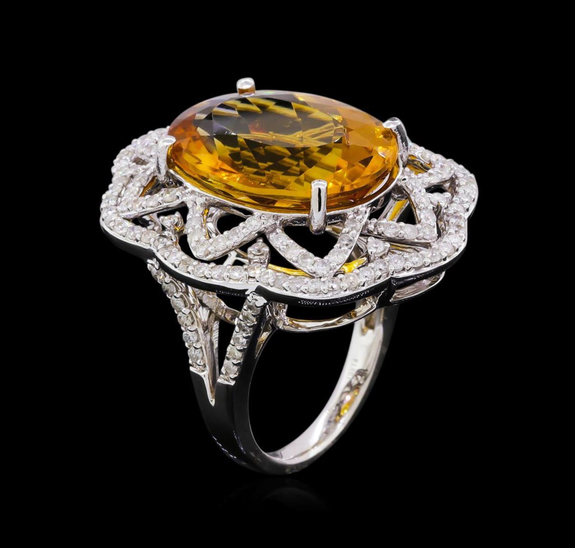 14KT White Gold 10.91 ctw Citrine and Diamond Ring - Image 4 of 5