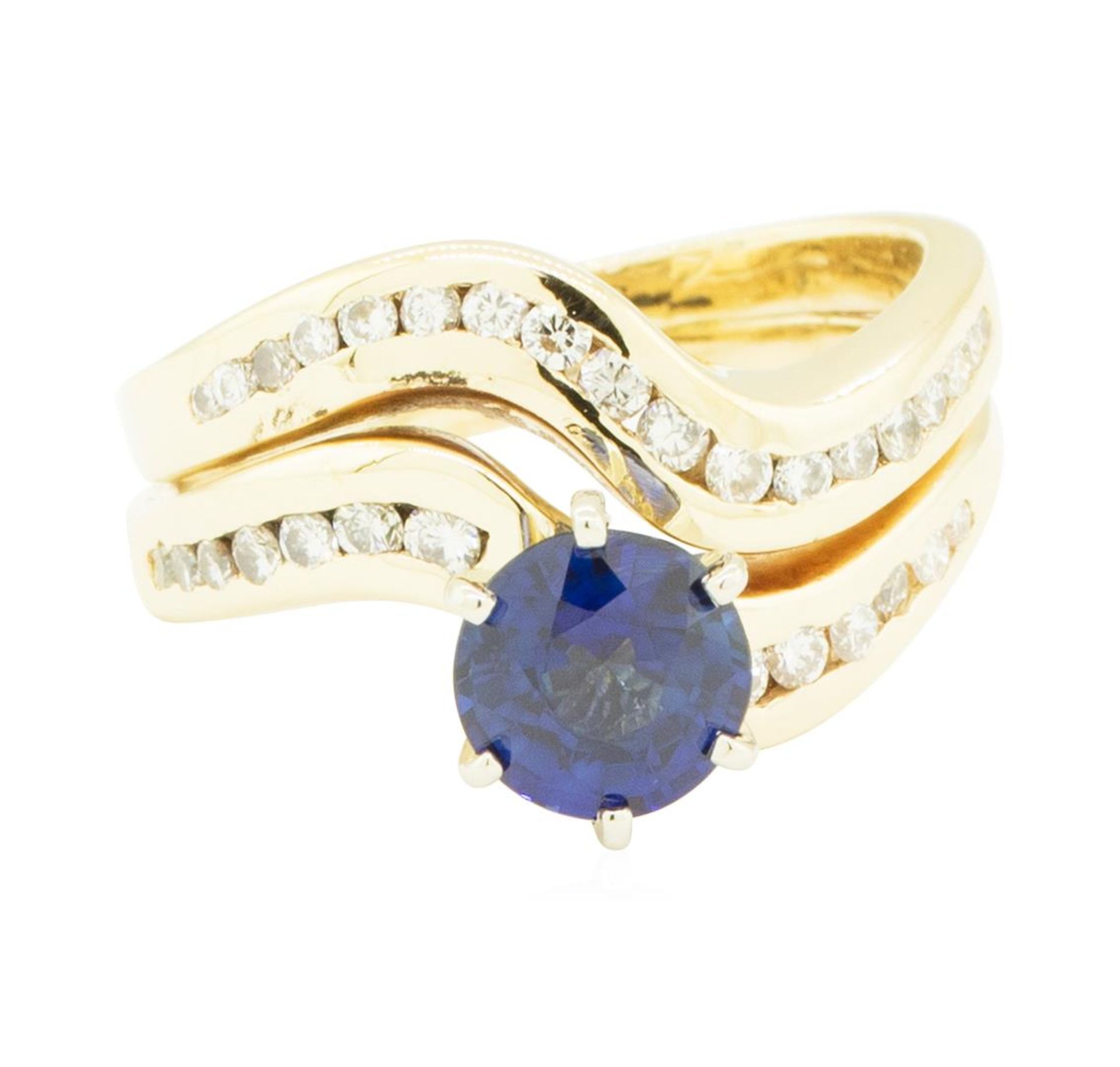 1.85 ctw Blue Sapphire and Diamond Ring - 14KT Yellow Gold - Image 2 of 4