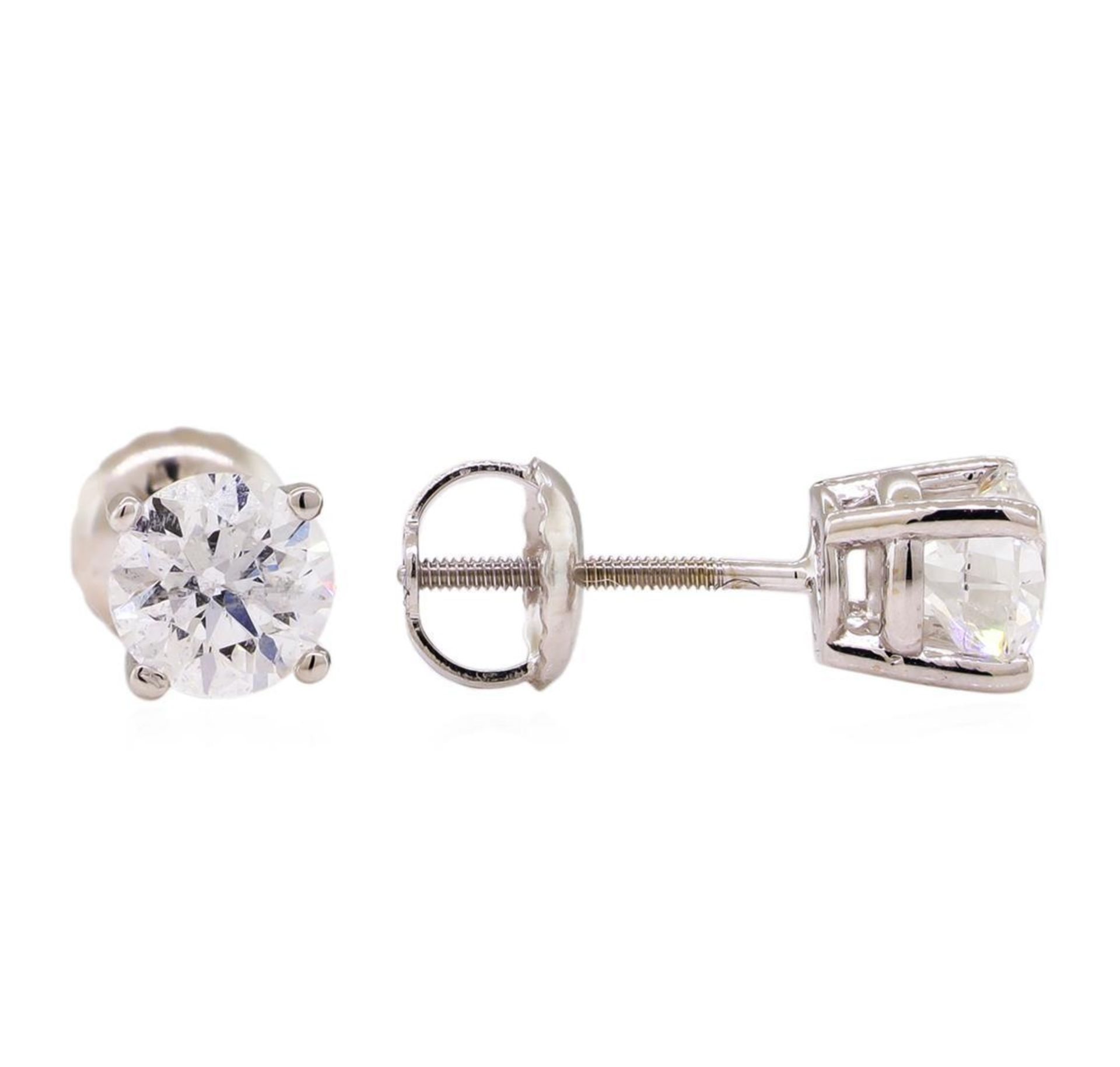 1.10 ctw Diamond Stud Earrings - 14KT White Gold - Image 2 of 3