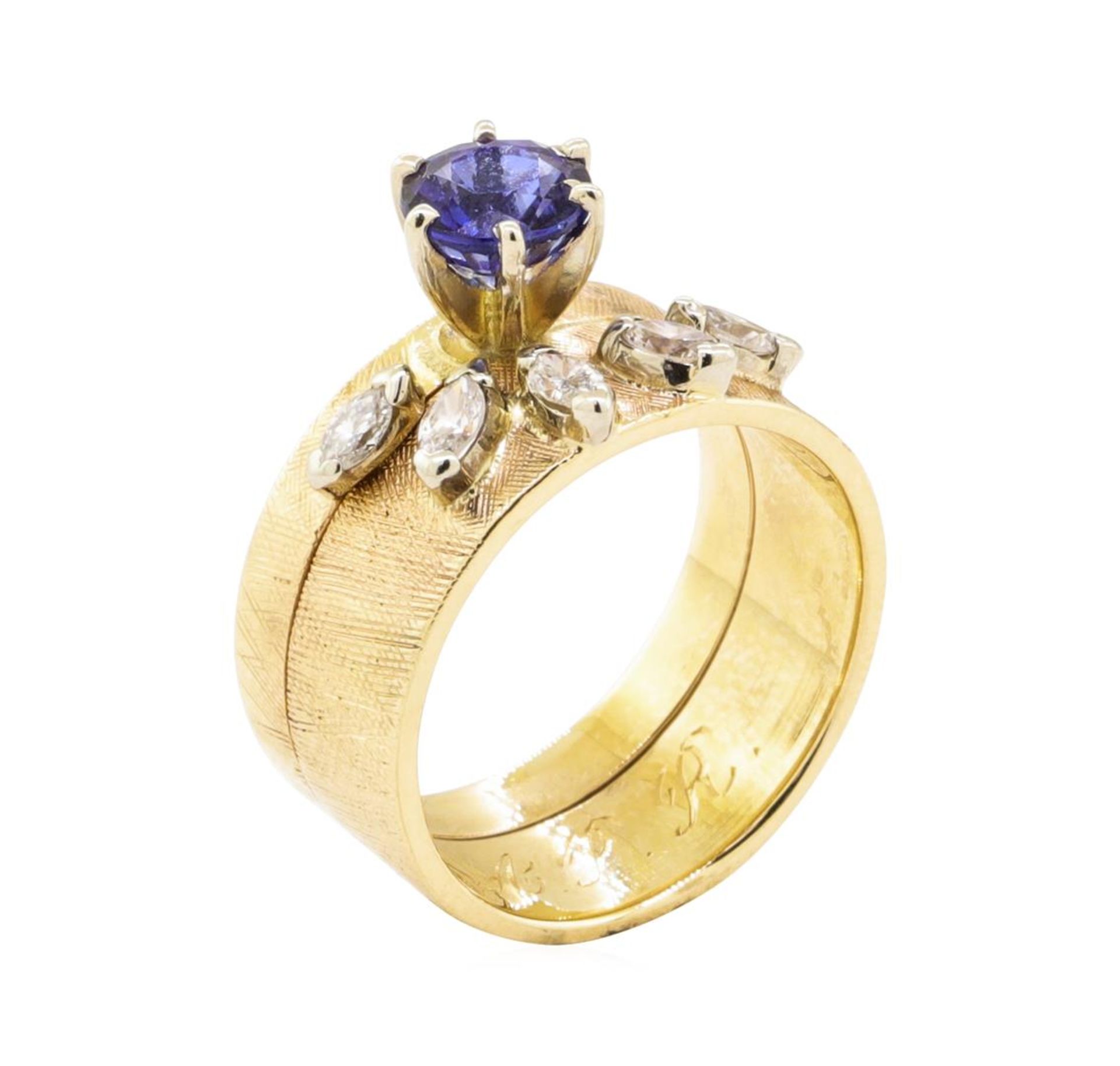 1.40 ctw Blue Sapphire and Diamond Ring - 14KT Yellow Gold - Image 4 of 4