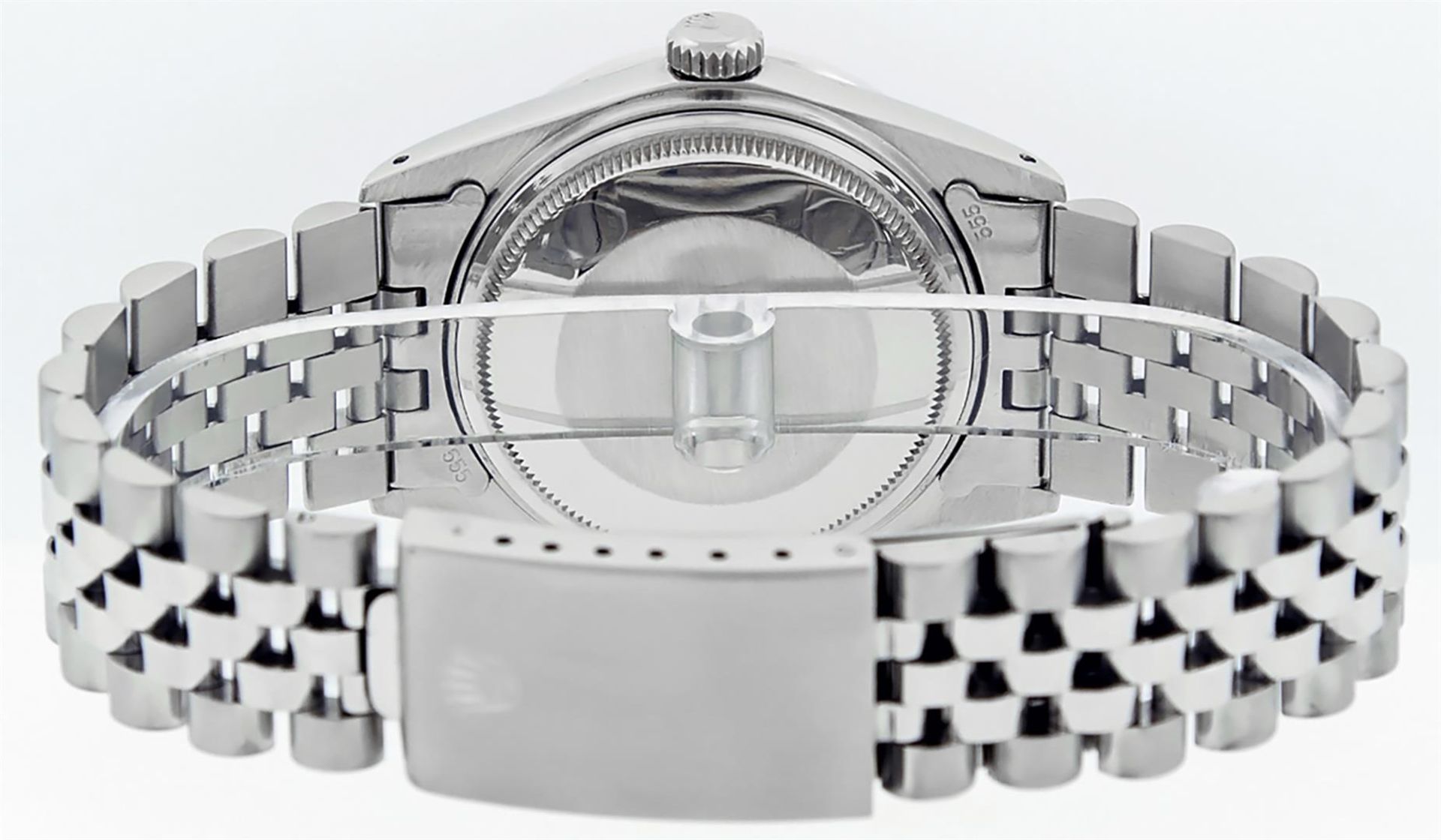 Rolex Mens Stainless Steel Black Baguette Diamond Ruby & 36MM Datejust Wristwatc - Image 7 of 9